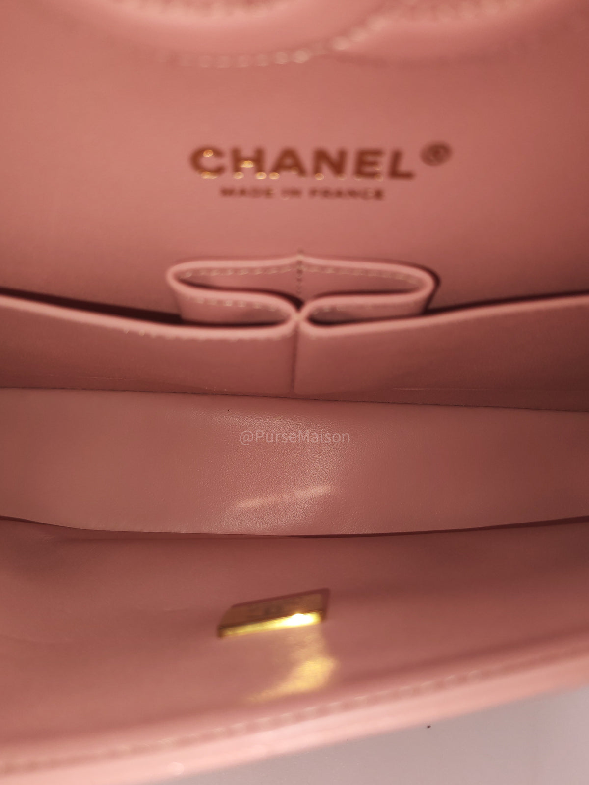 Chanel Classic Double Flap Medium in Sakura Pink Caviar Leather and Light Gold Hardware Microchip (LC****22) | Purse Maison Luxury Bags Shop