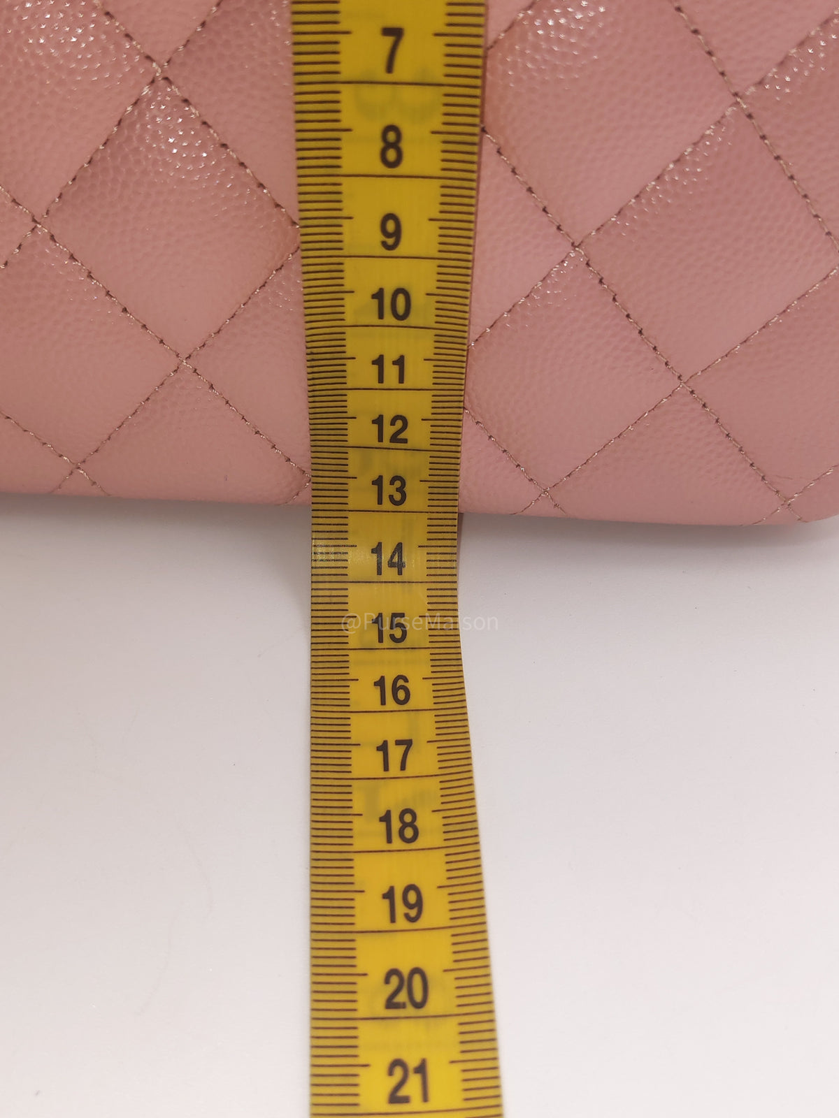 Chanel Classic Double Flap Medium in Sakura Pink Caviar Leather and Light Gold Hardware Microchip (LC****22) | Purse Maison Luxury Bags Shop