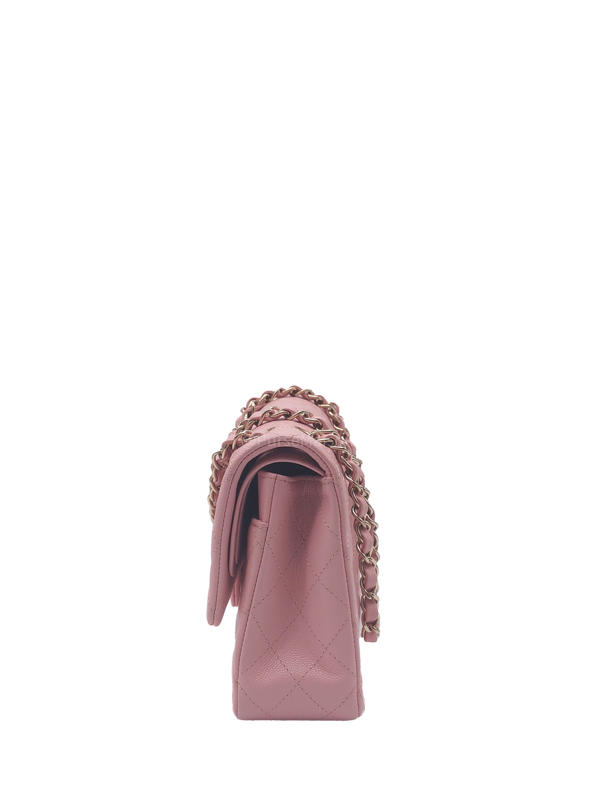 Chanel Classic Double Flap Medium in Sakura Pink Caviar Leather and Light Gold Hardware Microchip (LC****22) | Purse Maison Luxury Bags Shop