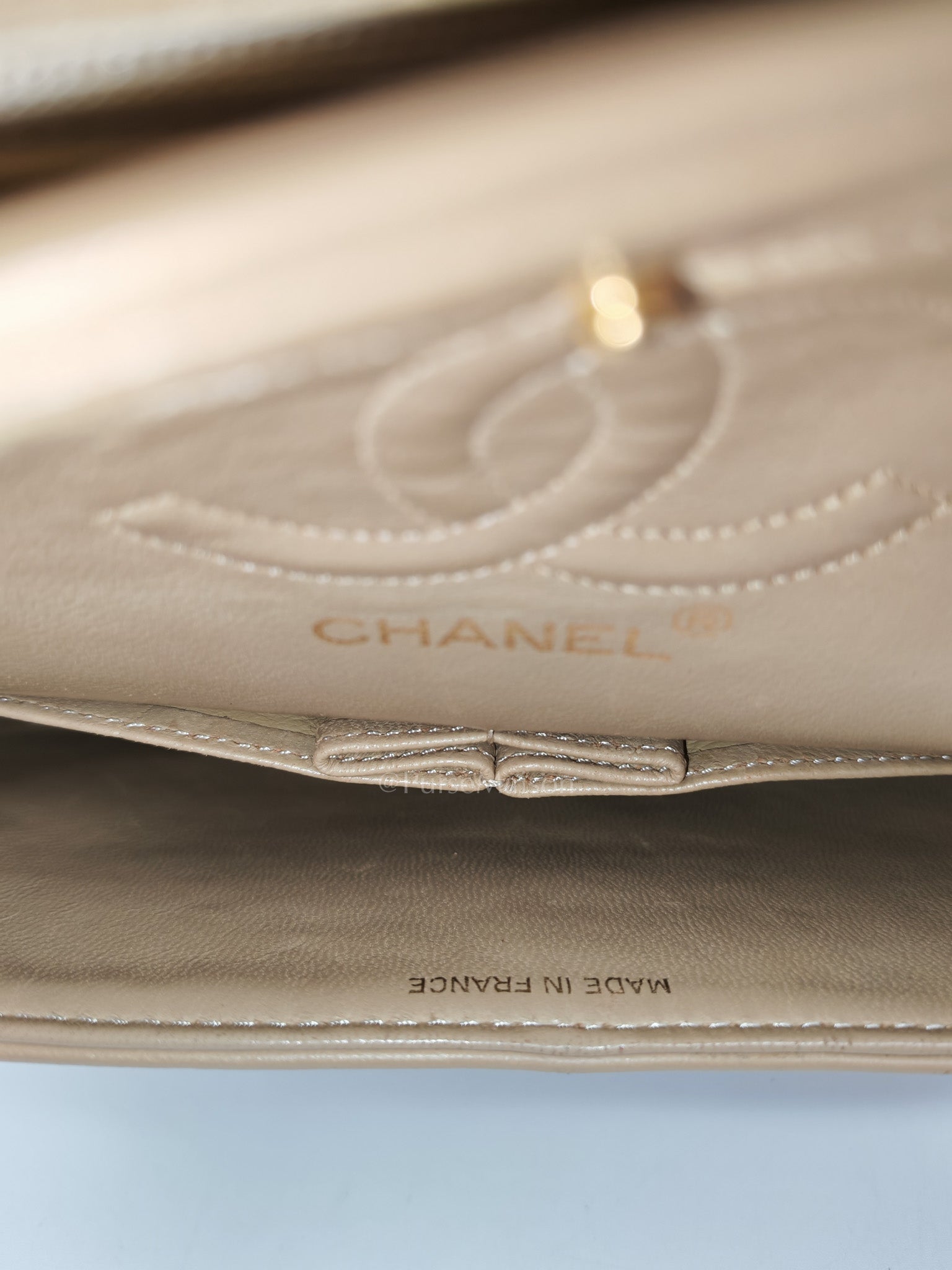 Classic Double Flap Small in Beige Lambskin Leather & Gold Hardware Series 1 | Purse Maison Luxury Bags Shop
