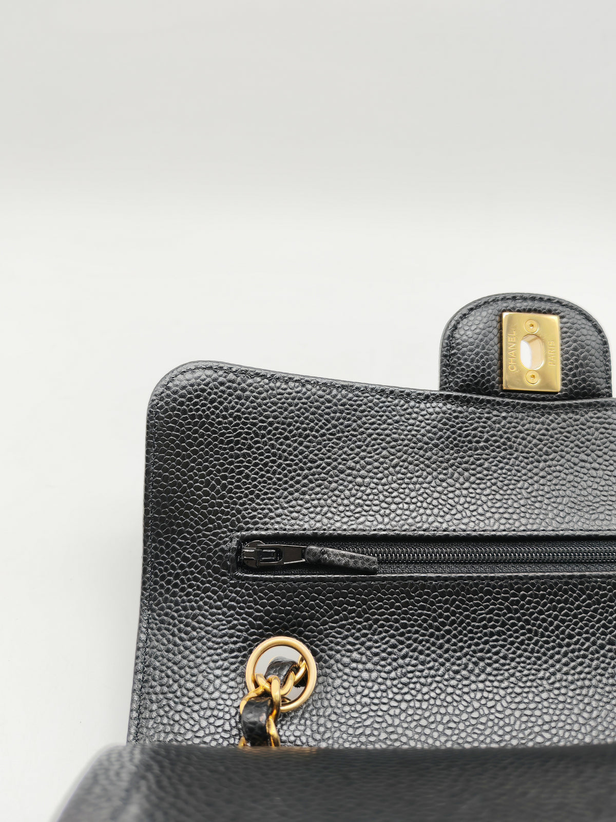 Chanel Classic Double Flap Small in Black Caviar Leather Gold Hardware (Microchip) | Purse Maison Luxury Bags Shop