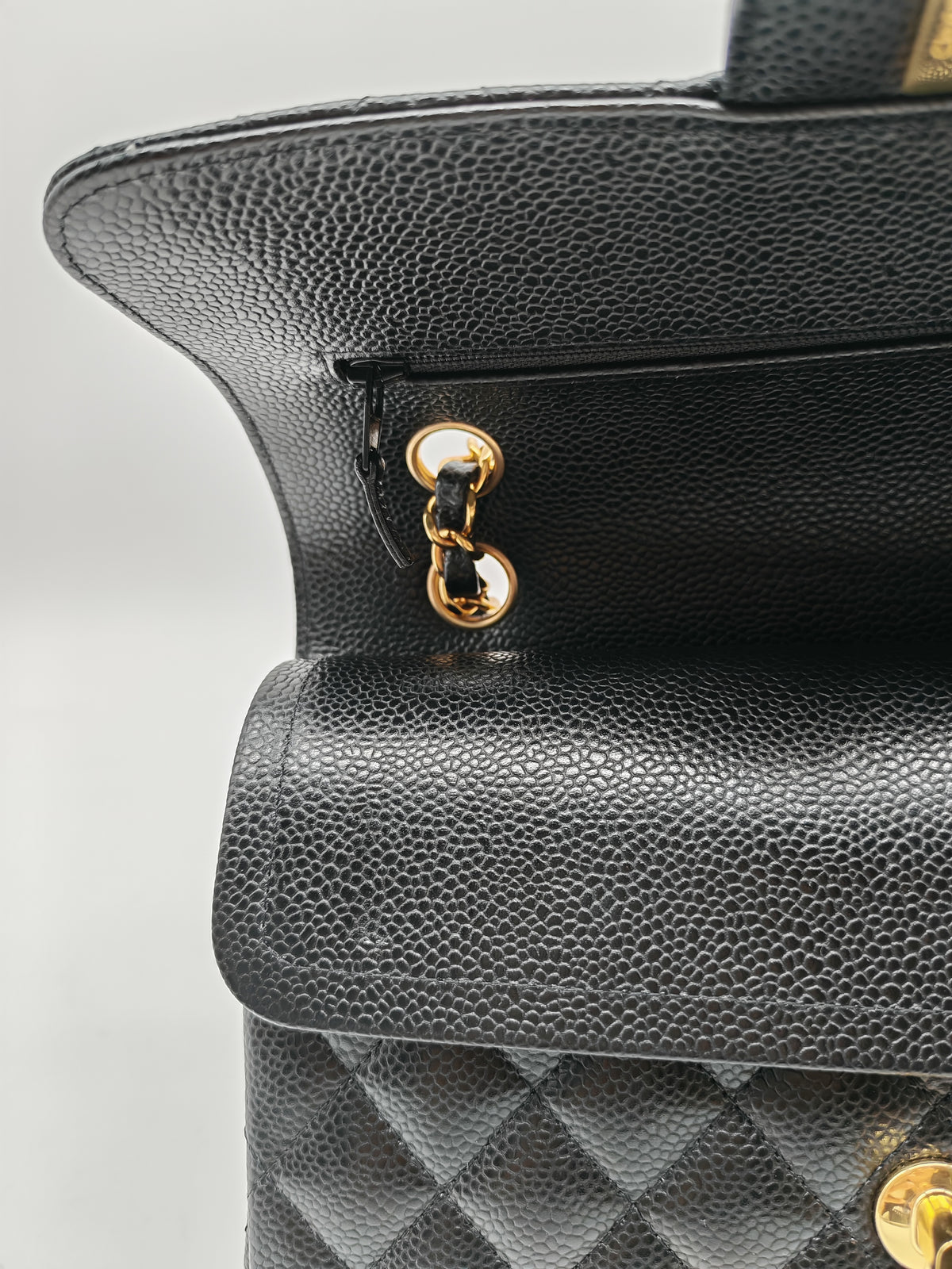 Chanel Classic Double Flap Small in Black Caviar Leather Gold Hardware (Microchip) | Purse Maison Luxury Bags Shop