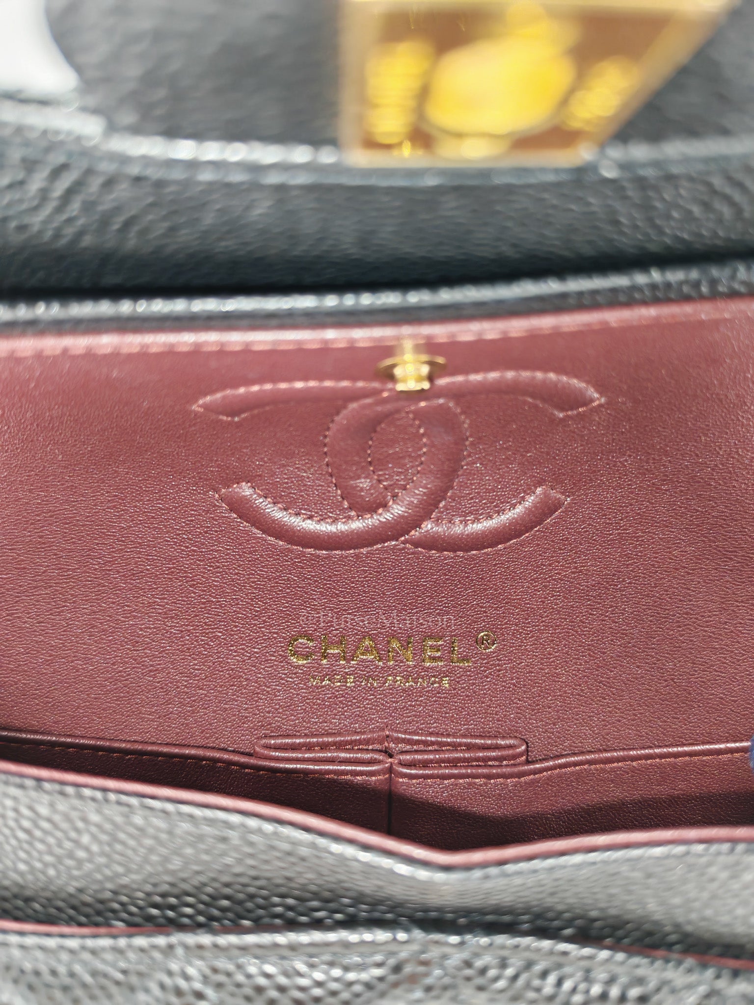 Classic Double Flap Small in Black Caviar Leather Gold Hardware (Microchip) | Purse Maison Luxury Bags Shop