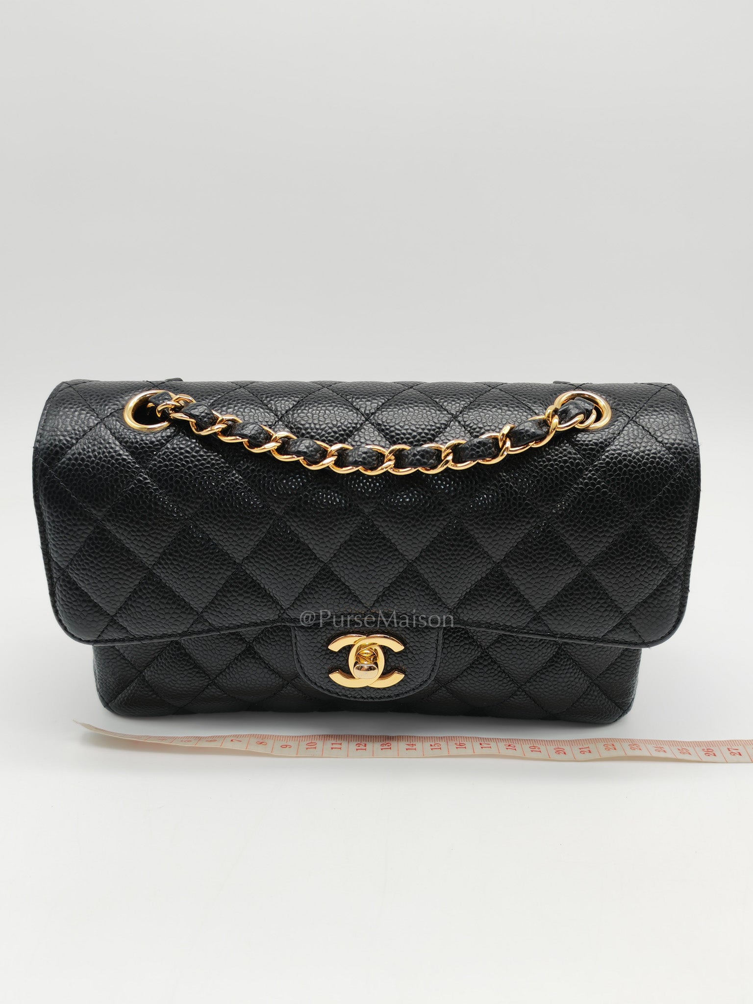 Classic Double Flap Small in Black Caviar Leather Gold Hardware (Microchip) | Purse Maison Luxury Bags Shop