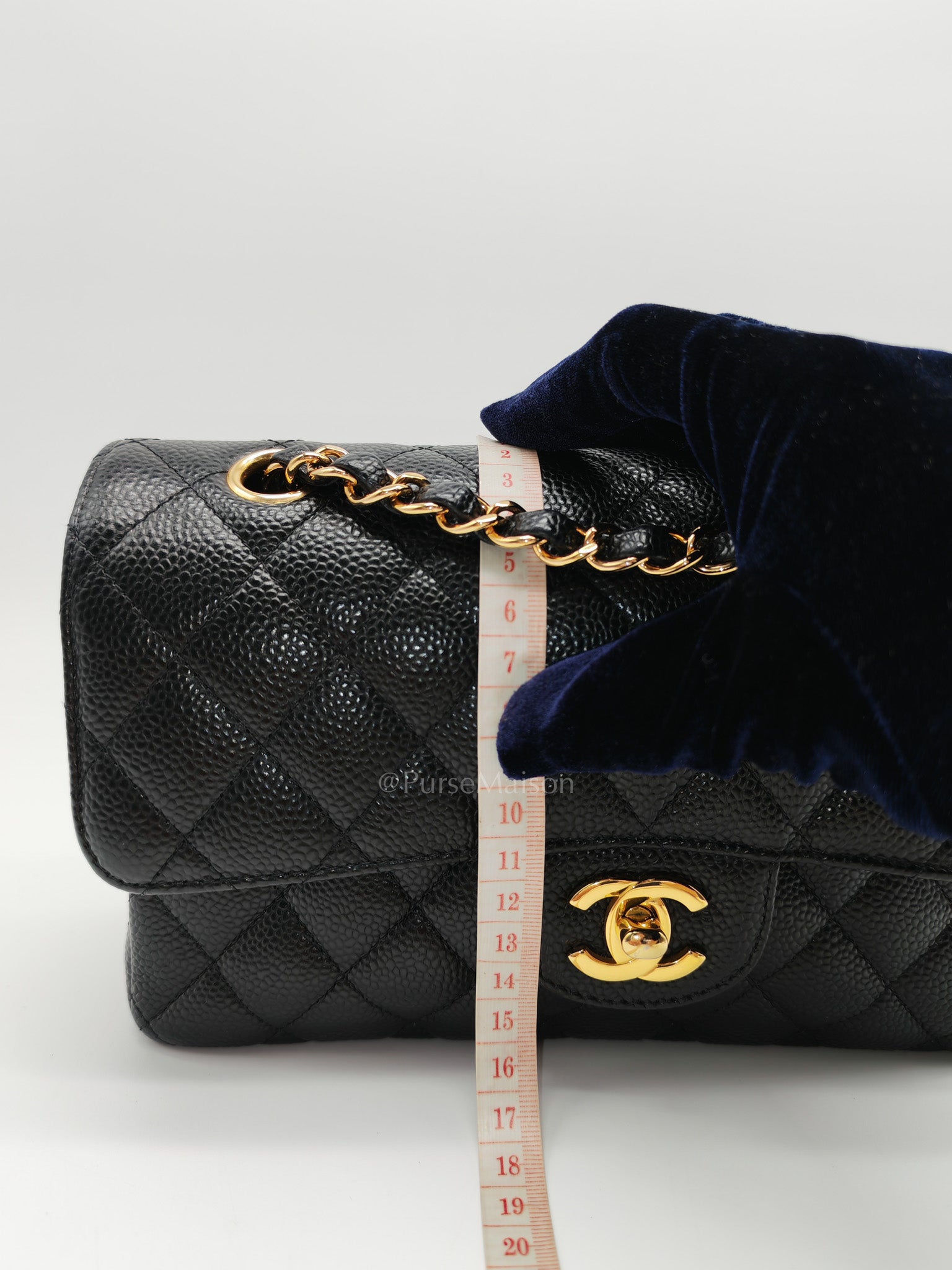 Classic Double Flap Small in Black Caviar Leather Gold Hardware (Microchip) | Purse Maison Luxury Bags Shop