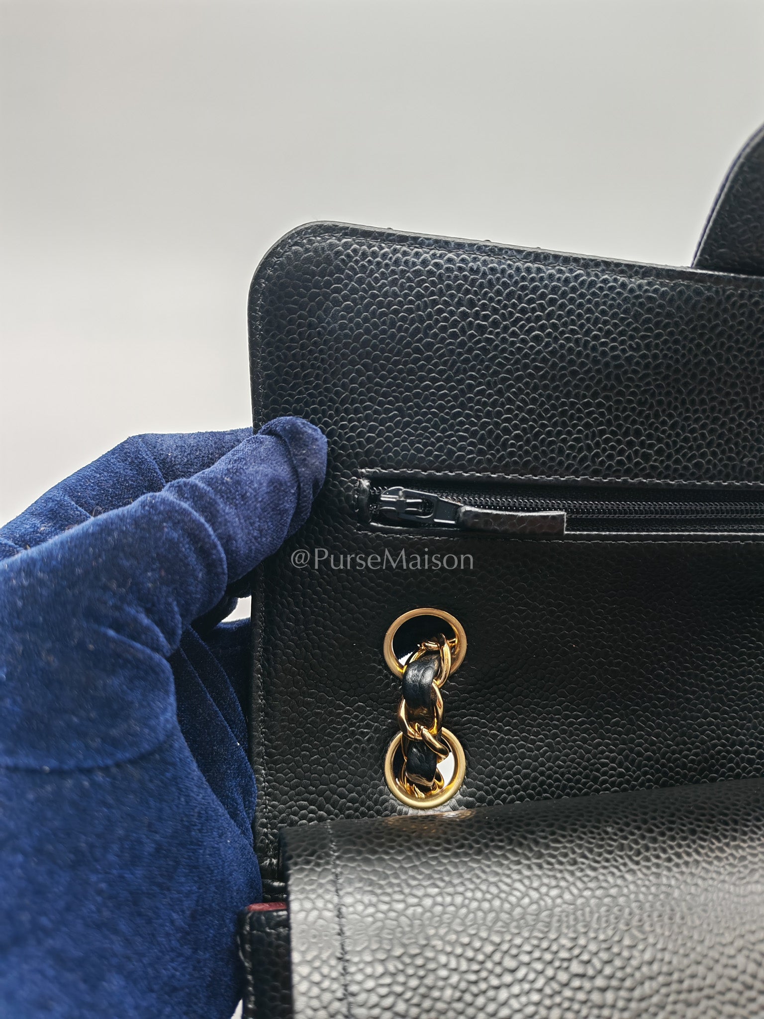Chanel Classic Double Flap Small in Black Caviar Leather Gold Hardware (Series 27) | Purse Maison Luxury Bags Shop