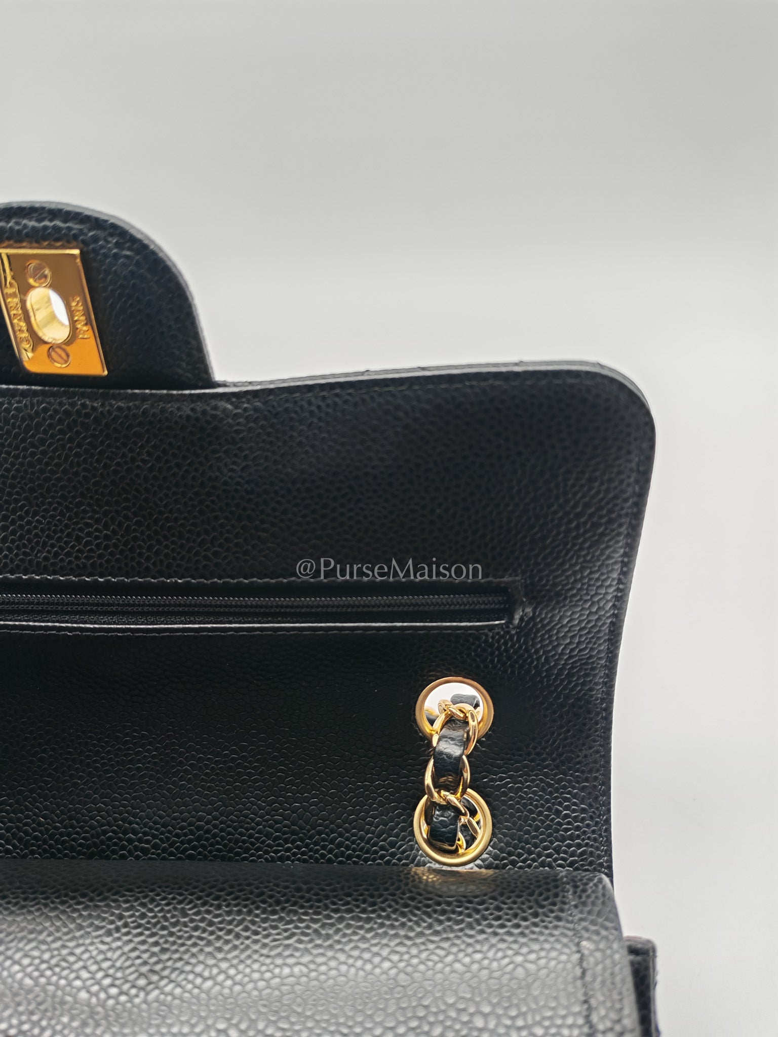 Chanel Classic Double Flap Small in Black Caviar Leather Gold Hardware (Series 27) | Purse Maison Luxury Bags Shop