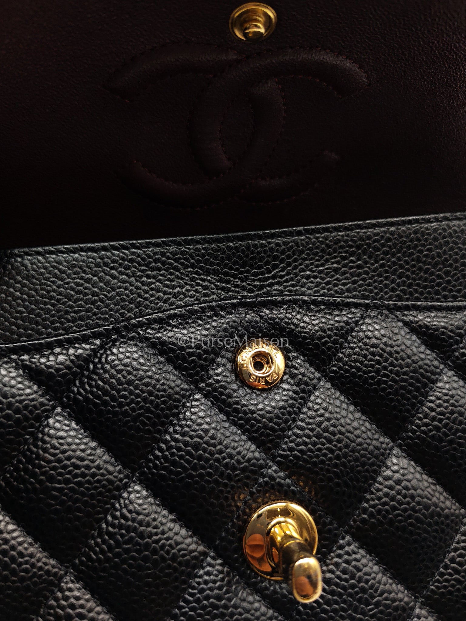 Chanel Classic Double Flap Small in Black Caviar Leather Gold Hardware (Series 27) | Purse Maison Luxury Bags Shop