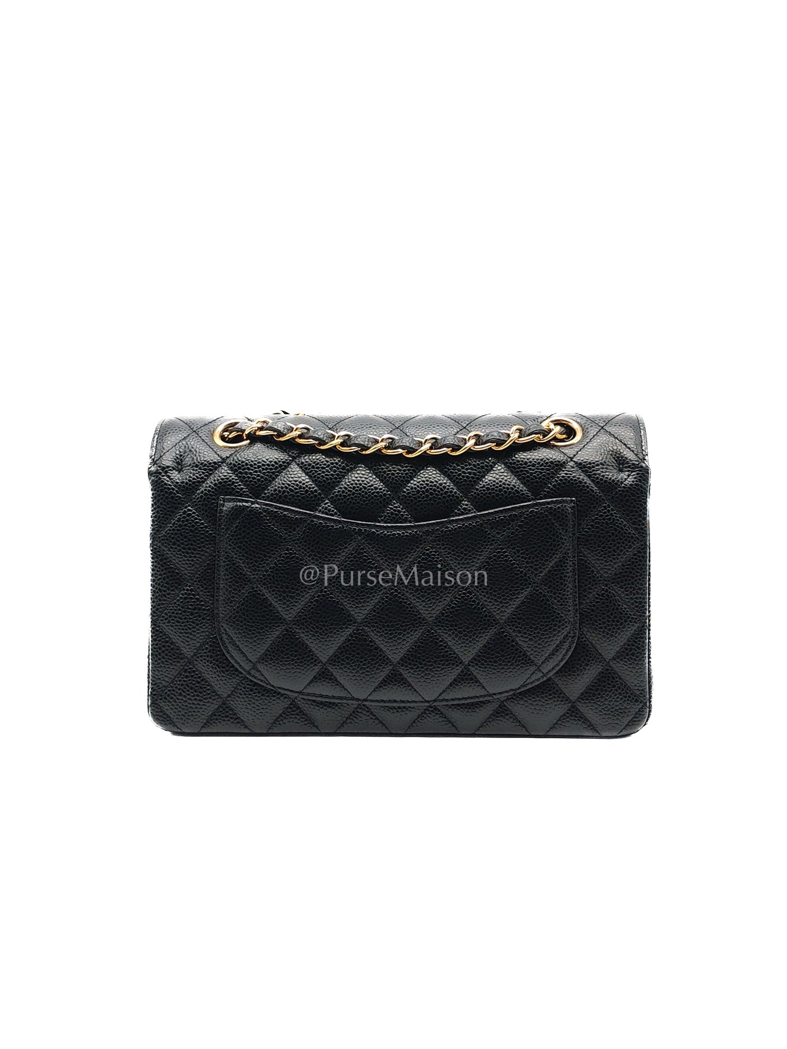Chanel Classic Double Flap Small in Black Caviar Leather Gold Hardware (Series 27) | Purse Maison Luxury Bags Shop