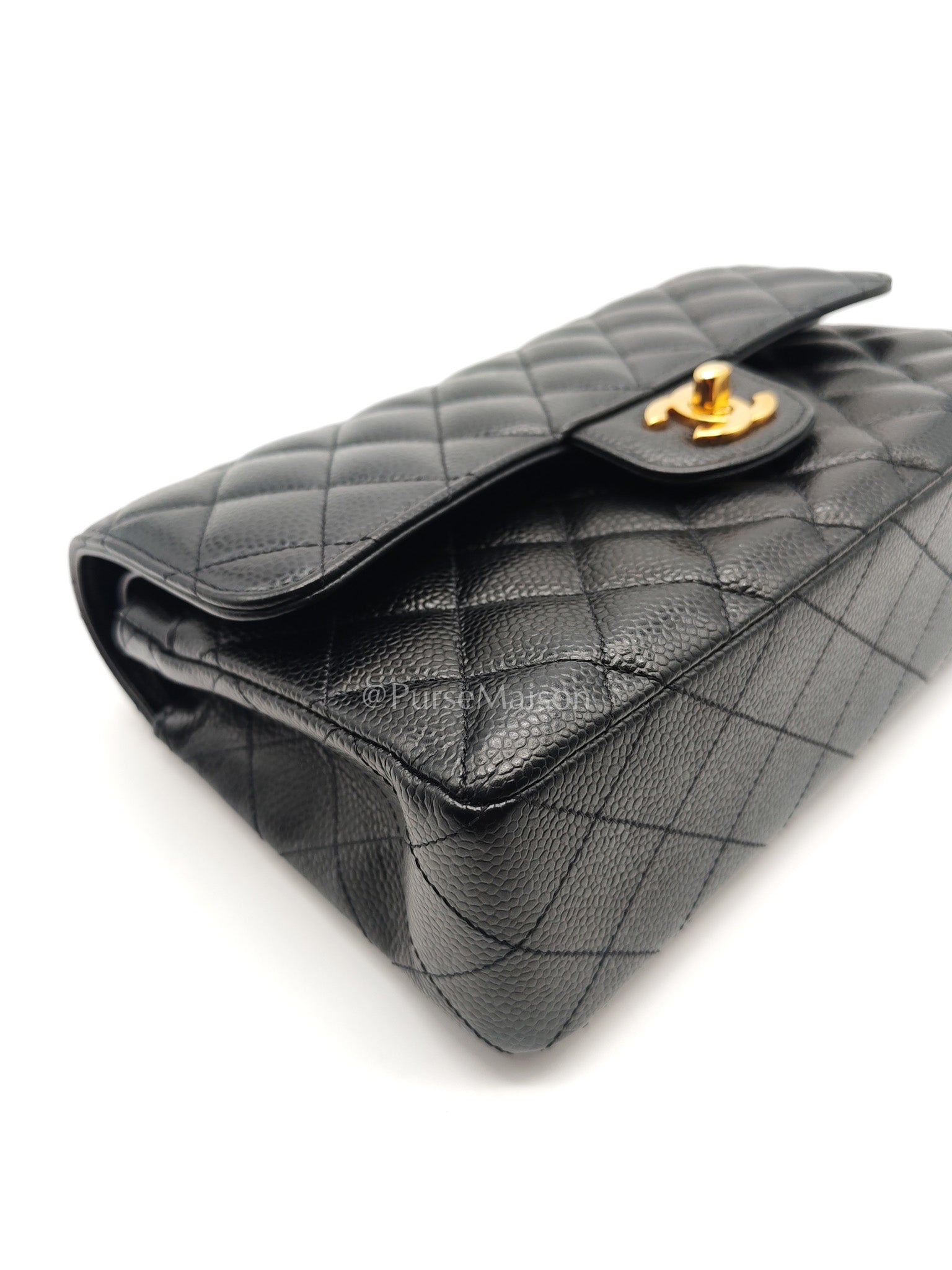 Chanel Classic Double Flap Small in Black Caviar Leather Gold Hardware (Series 27) | Purse Maison Luxury Bags Shop