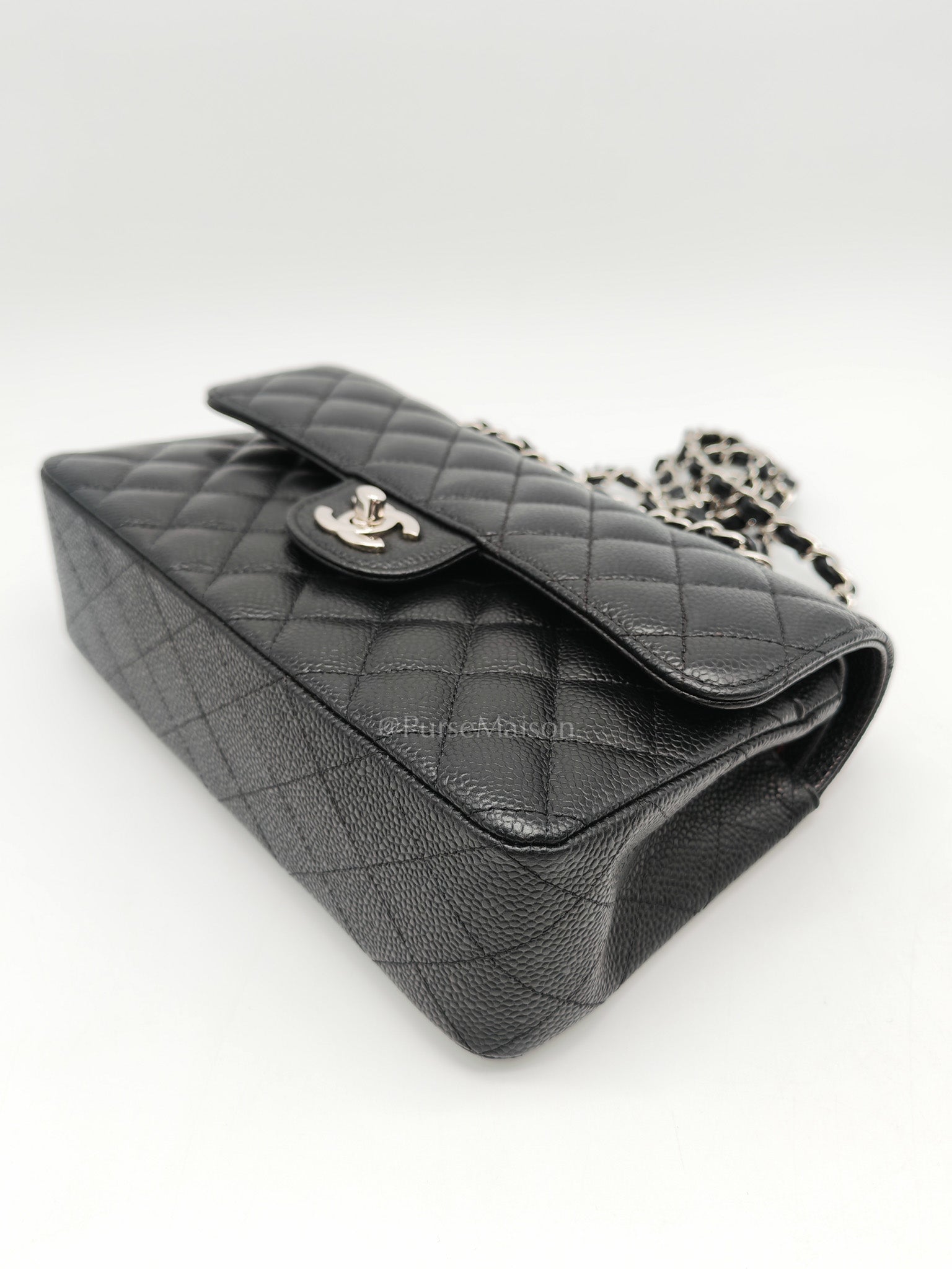 Chanel Classic Double Flap Small in Black Quilted Caviar Leather and Silver Hardware Series 29 | Purse Maison Luxury Bags Shop
