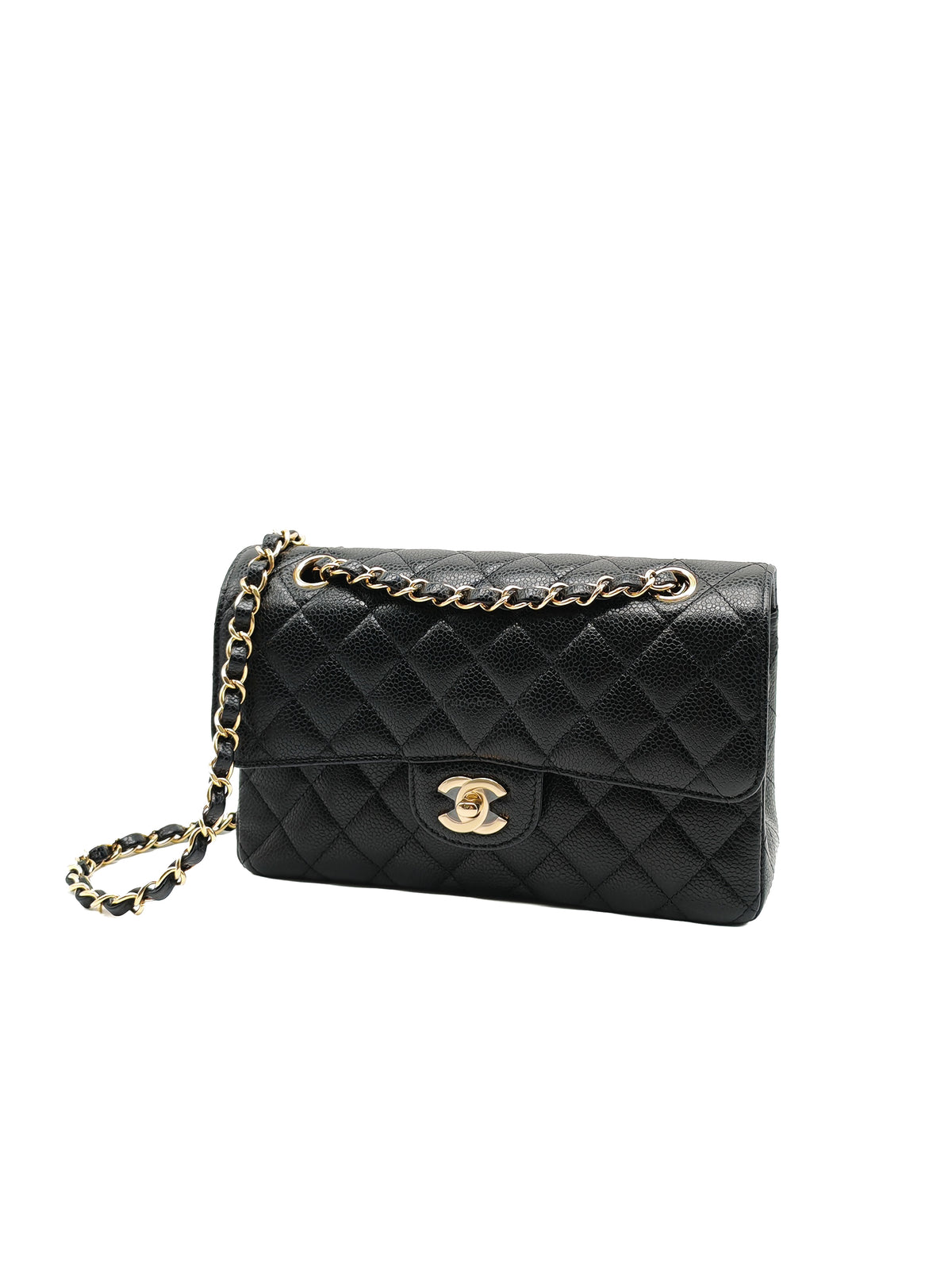 Chanel Classic Double Flap Small in Quilted Caviar Leather and Gold Hardware Microchip | Purse Maison Luxury Bags Shop