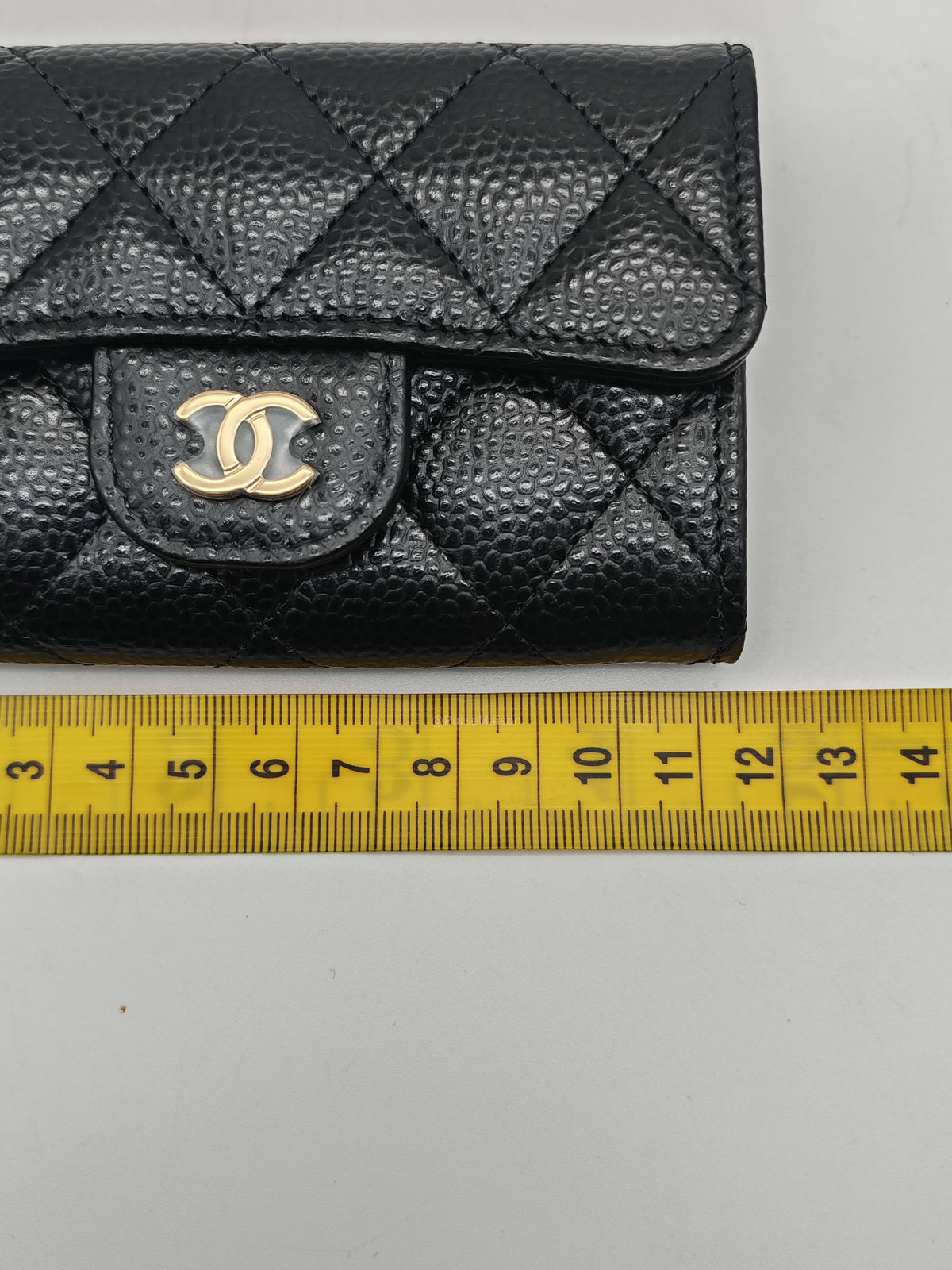 Chanel Classic Flap Card Holder in Black Caviar Leather and Gold Hardware (Microchip) | Purse Maison Luxury Bags Shop