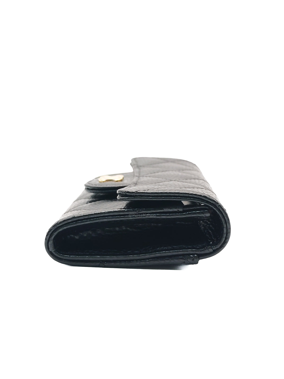 Chanel Classic Flap Card Holder in Black Caviar Leather and Gold Hardware (Microchip) | Purse Maison Luxury Bags Shop