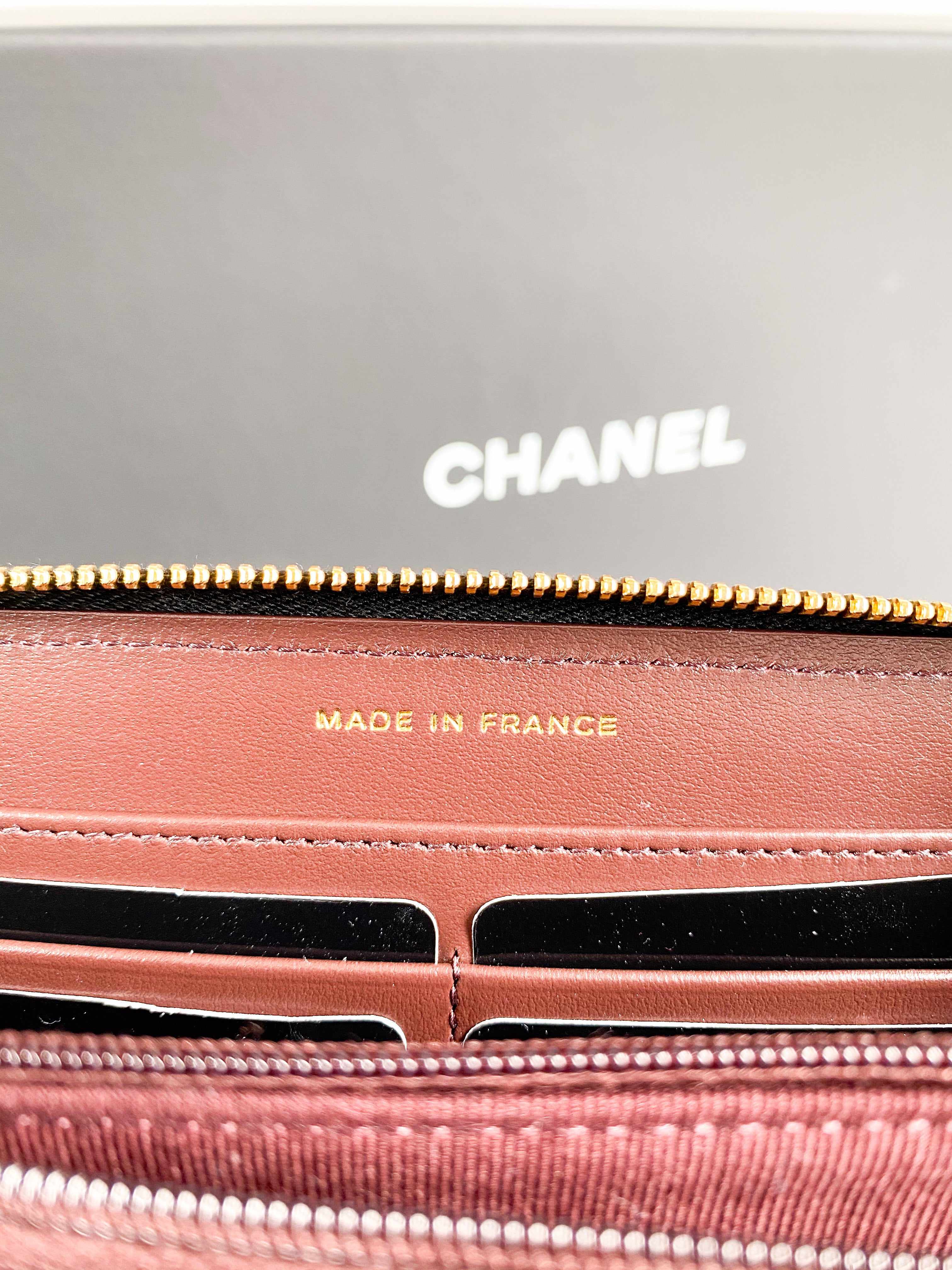 Chanel Classic Long Zipped Wallet Black Caviar Leather & Gold Hardware (Microchip)
