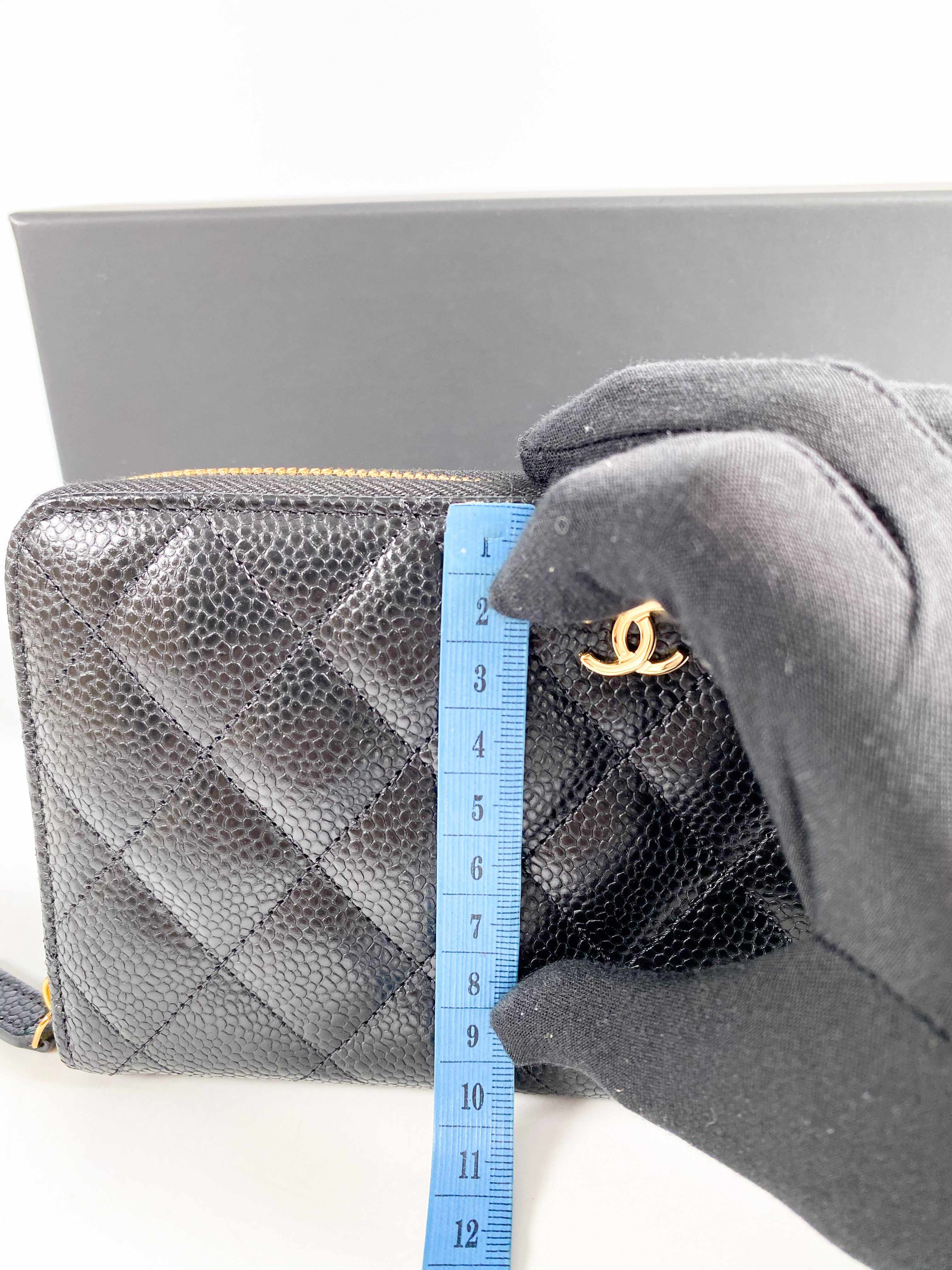 Chanel Classic Long Zipped Wallet Black Caviar Leather & Gold Hardware (Microchip)