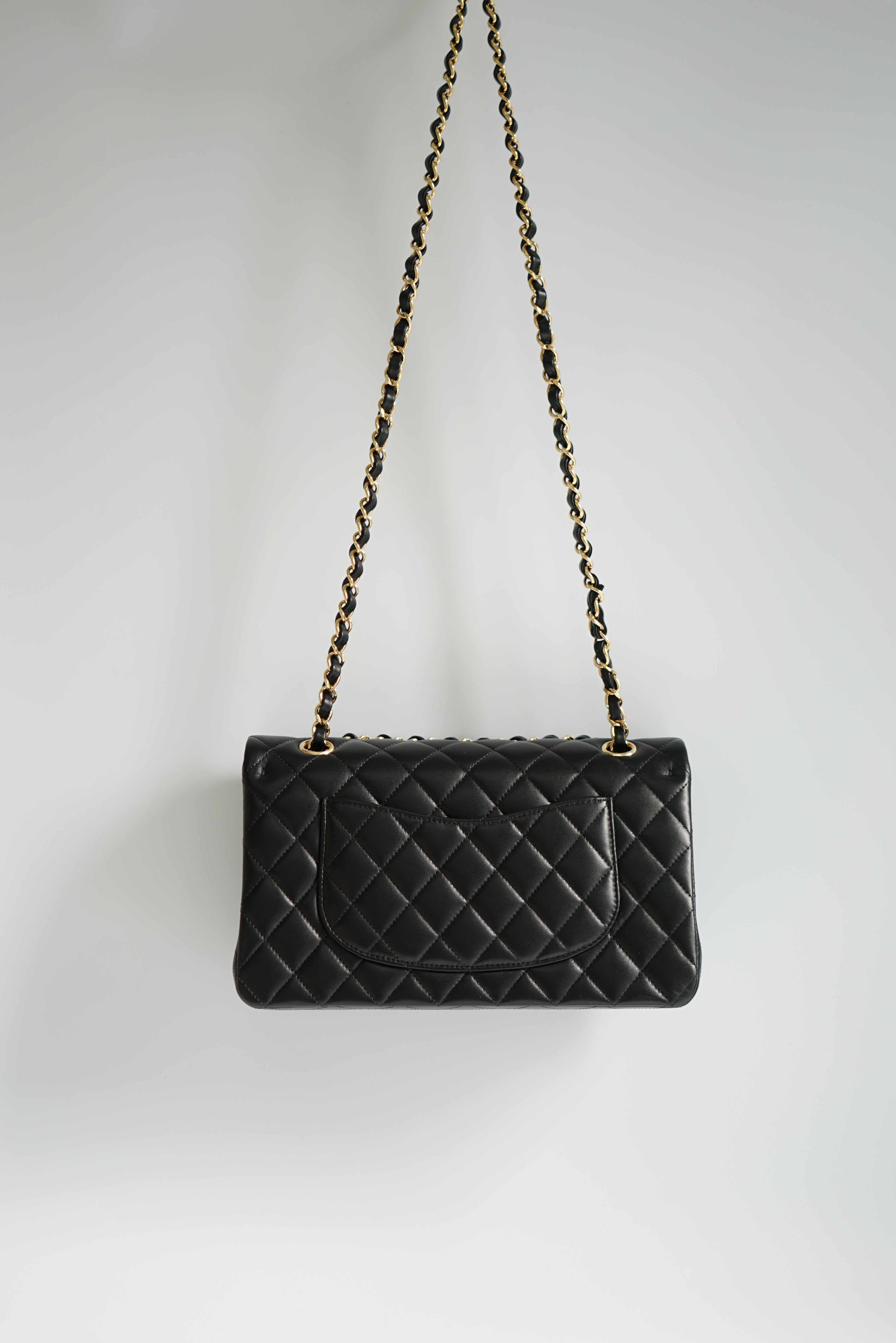 Chanel Classic Medium Double Flap in Lambskin Leather and Gold Hardware (Microchip)