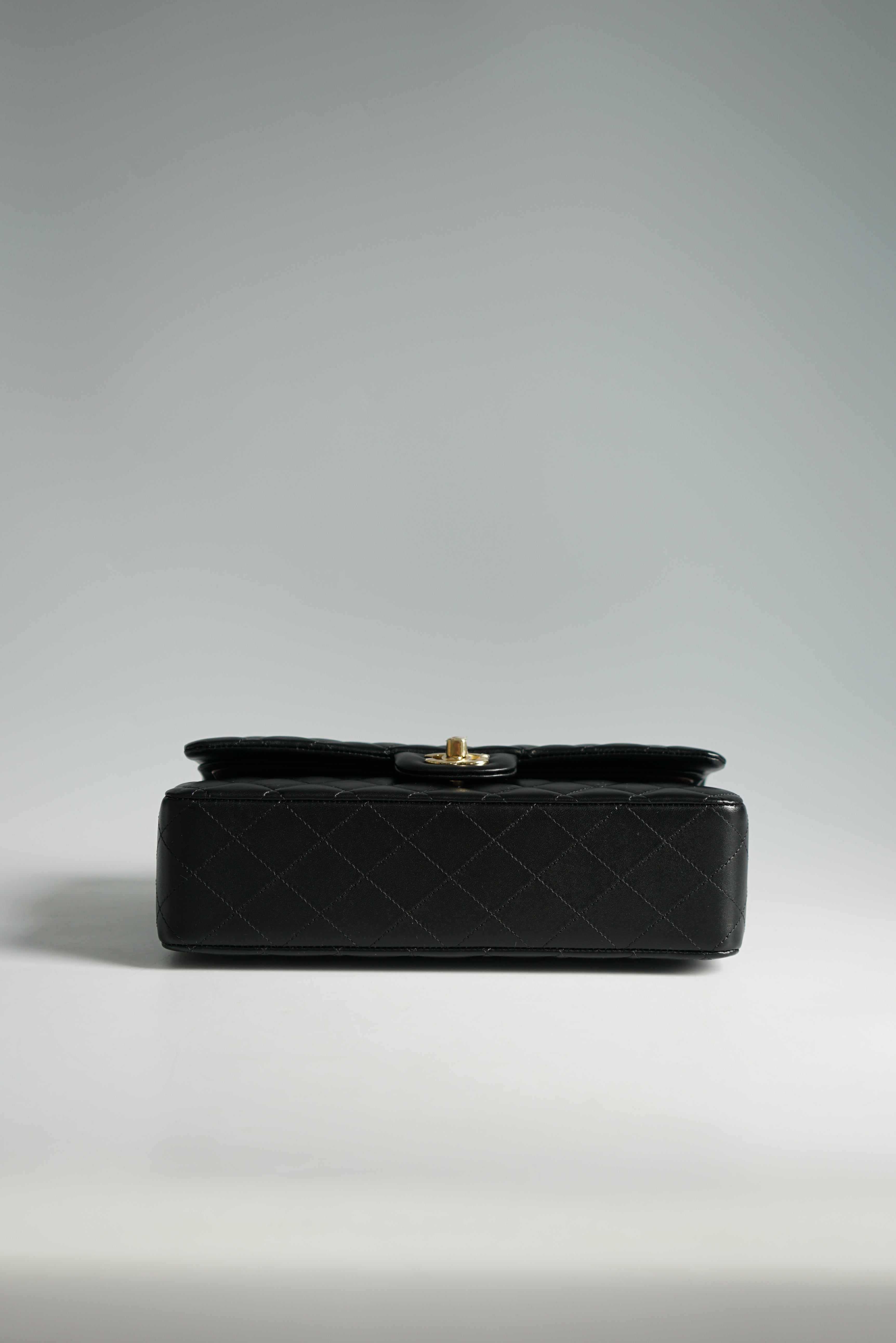 Chanel Classic Medium Double Flap in Lambskin Leather and Gold Hardware (Microchip)