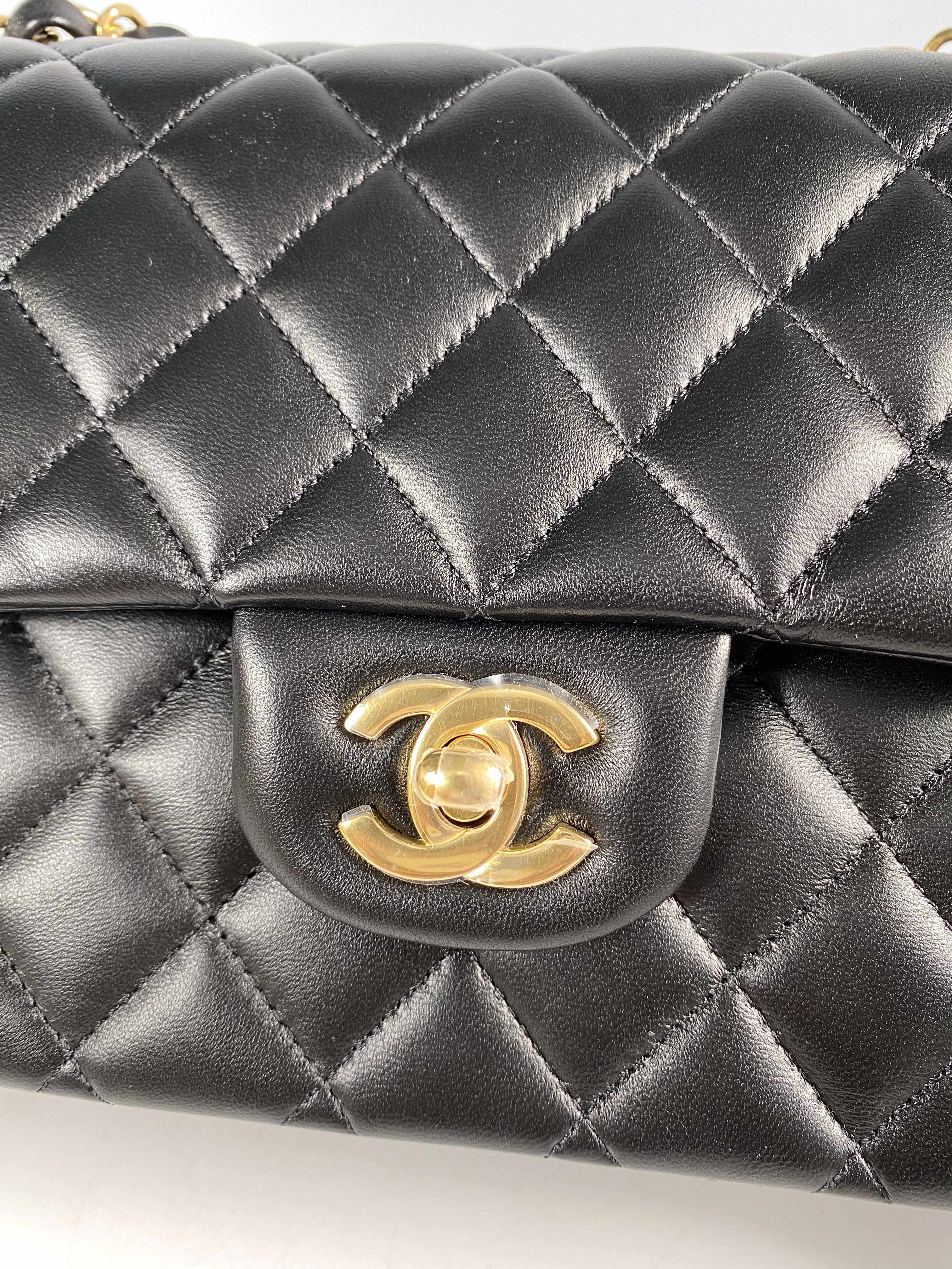 Chanel Classic Medium Double Flap in Lambskin Leather and Gold Hardware (Microchip)