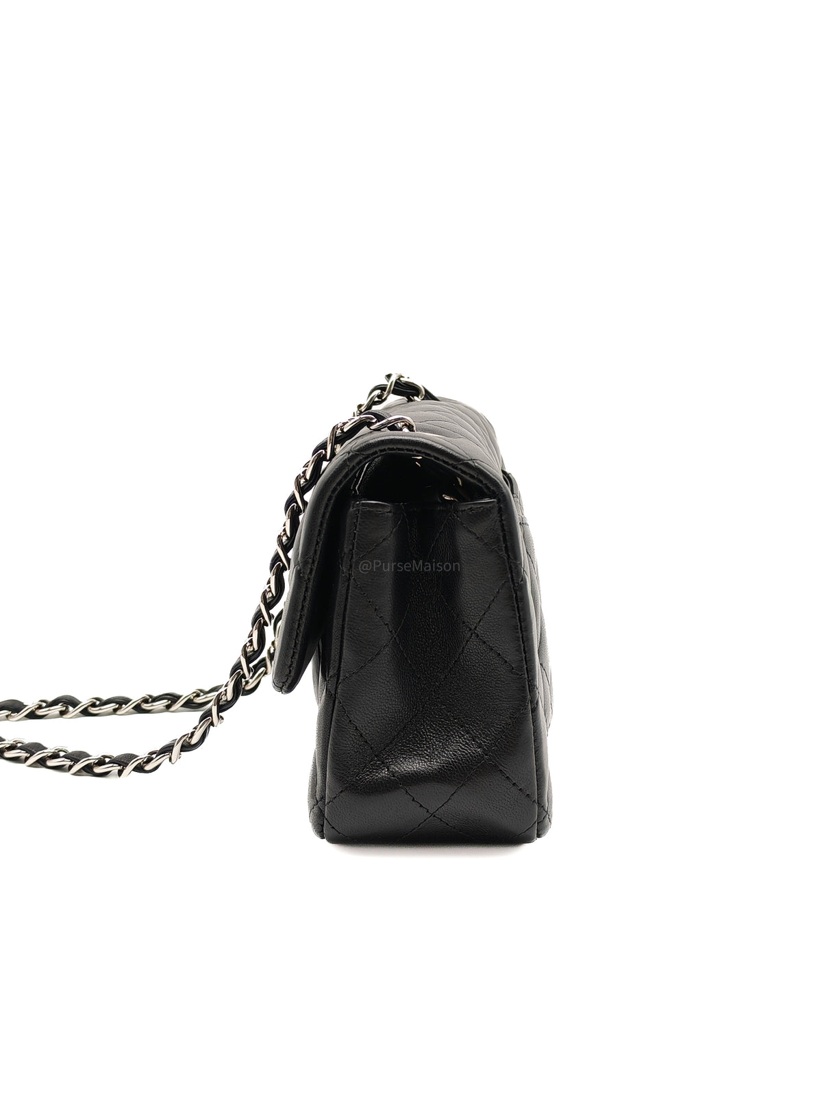 Chanel Classic Mini Rectangular Flap Bag in Black Lambskin Leather Silver Hardware (Series 25) | Purse Maison Luxury Bags Shop