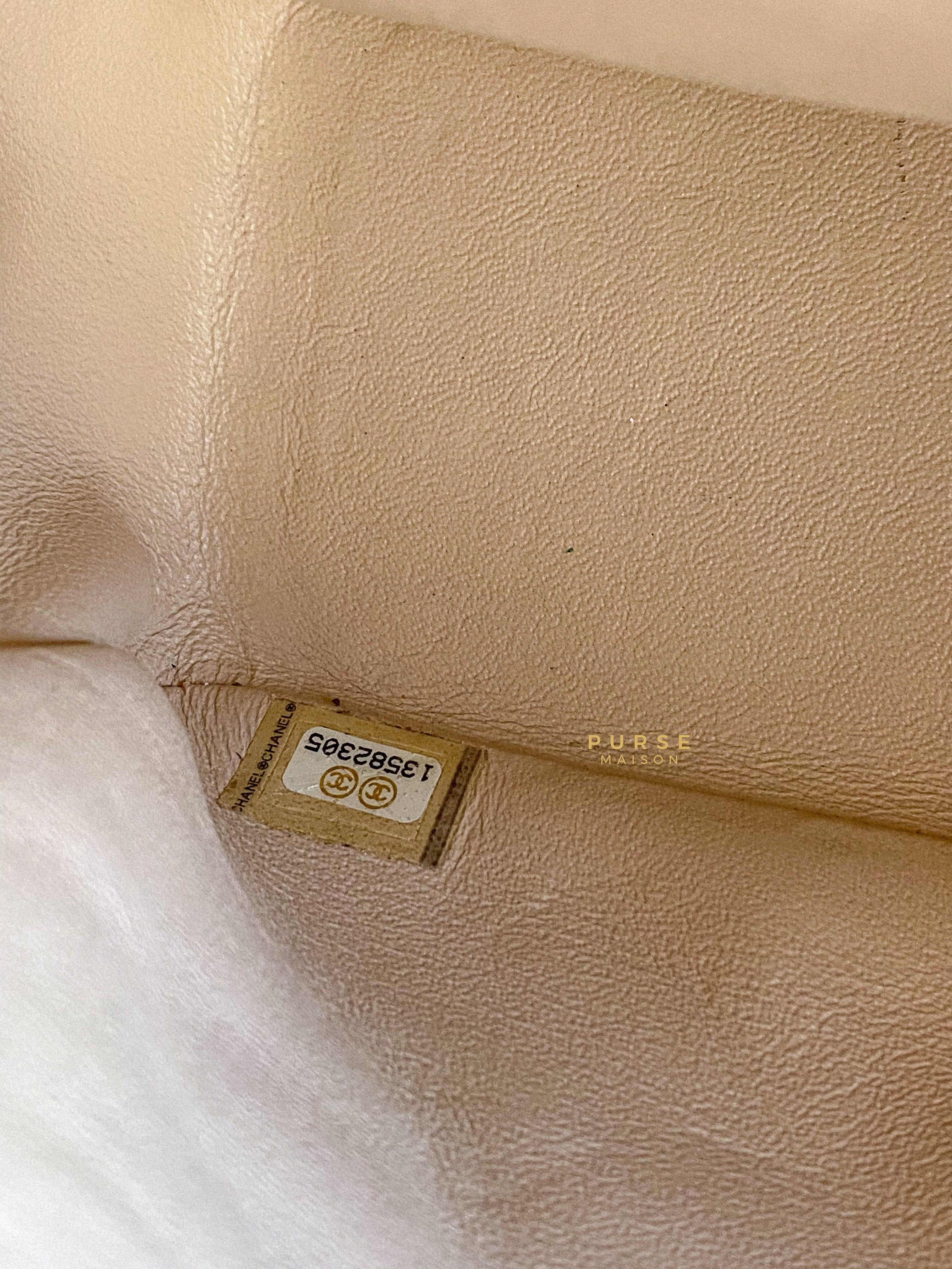 Chanel Classic Single Flap Jumbo in Beige Clair Quilted Caviar and Gold Hardware (Series 13) | Purse Maison Luxury Bags Shop