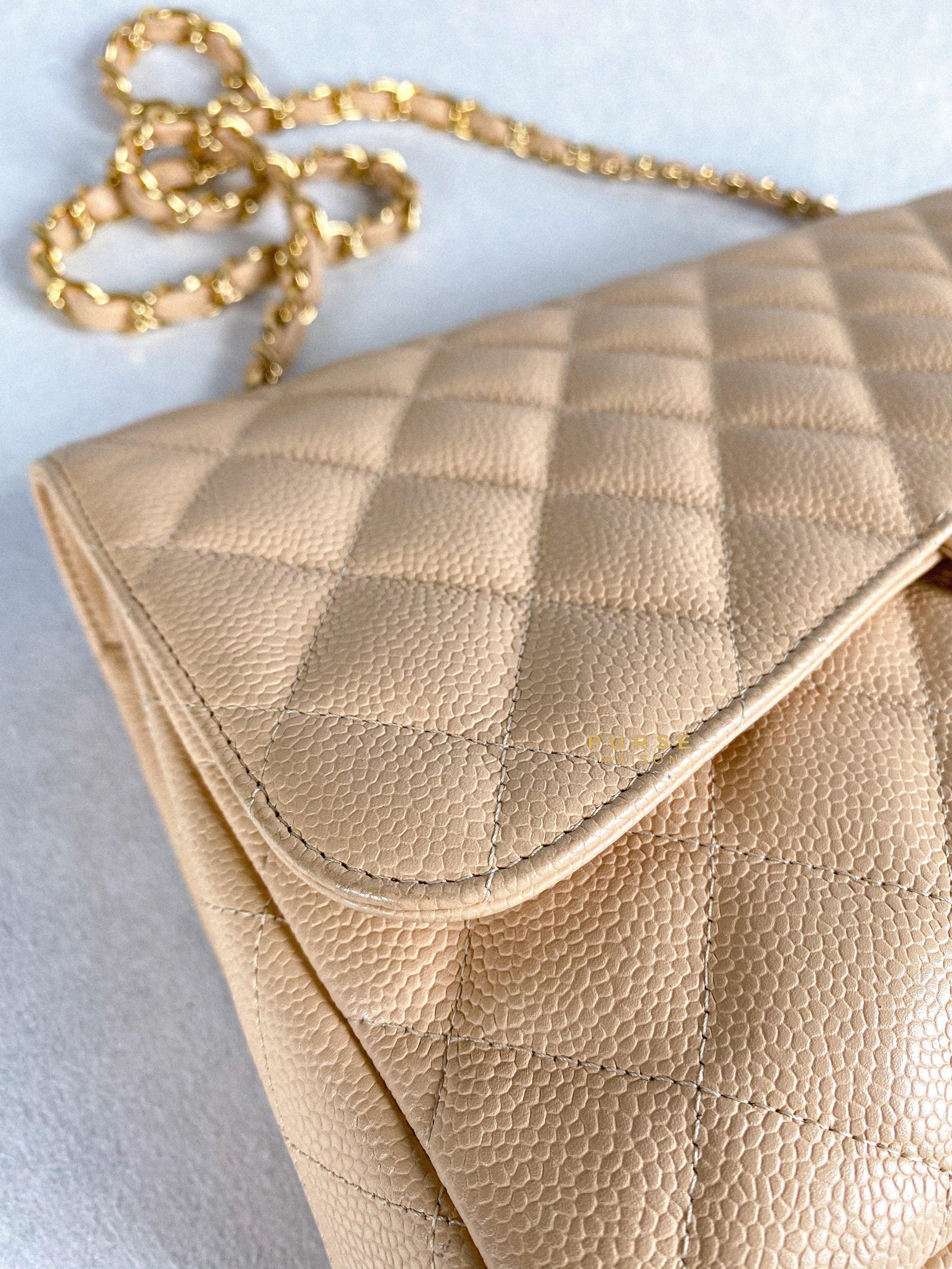 Chanel Classic Single Flap Jumbo in Beige Clair Quilted Caviar and Gold Hardware (Series 13) | Purse Maison Luxury Bags Shop