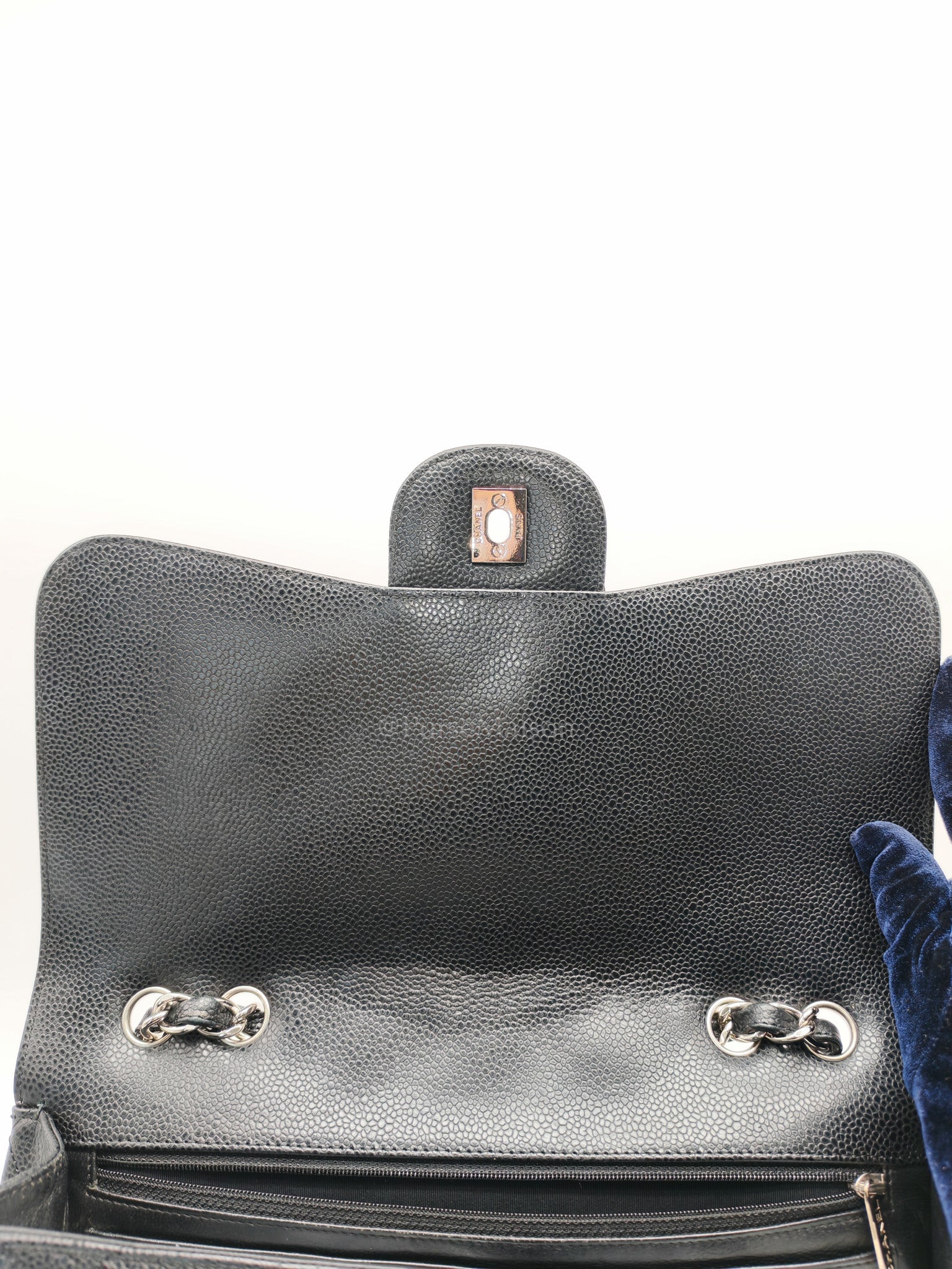 Chanel Classic Double Flap Jumbo in Black Quilted Caviar Leather & Palladium Hardware Series 13 | Purse Maison Luxury Bags Shop