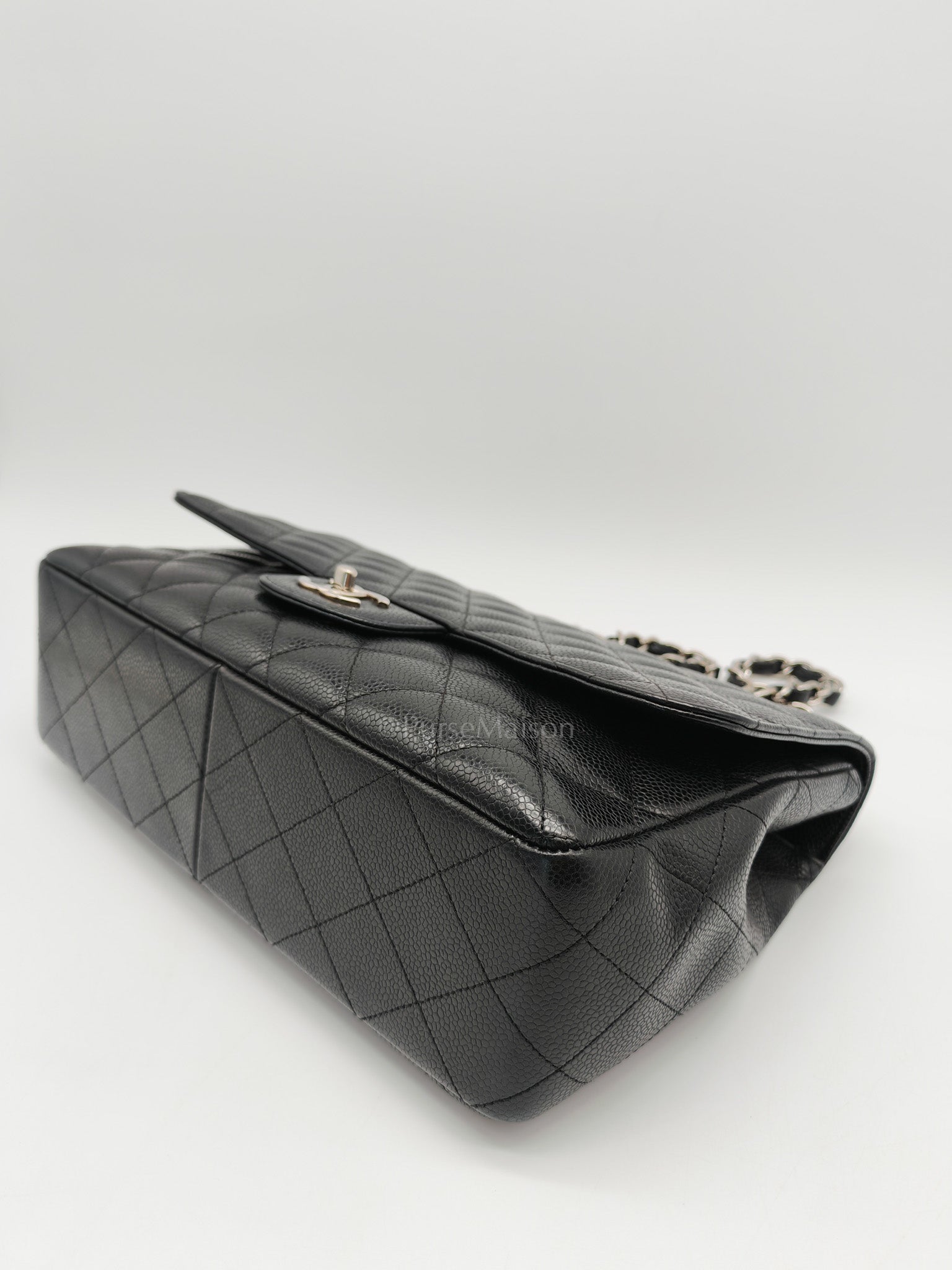 Chanel Classic Double Flap Jumbo in Black Quilted Caviar Leather & Palladium Hardware Series 13 | Purse Maison Luxury Bags Shop