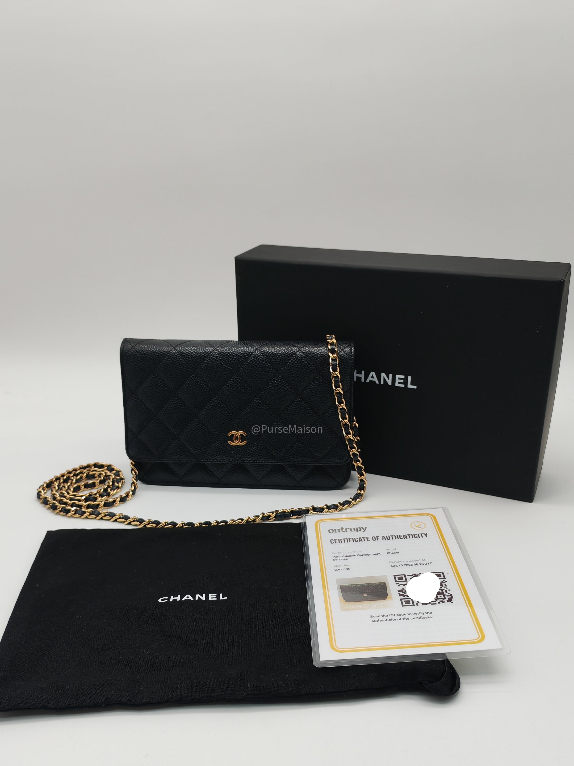 Chanel Classic Wallet on Chain in Black Caviar Leather and Gold Hardware Series 29 | Purse Maison Luxury Bags Shop
