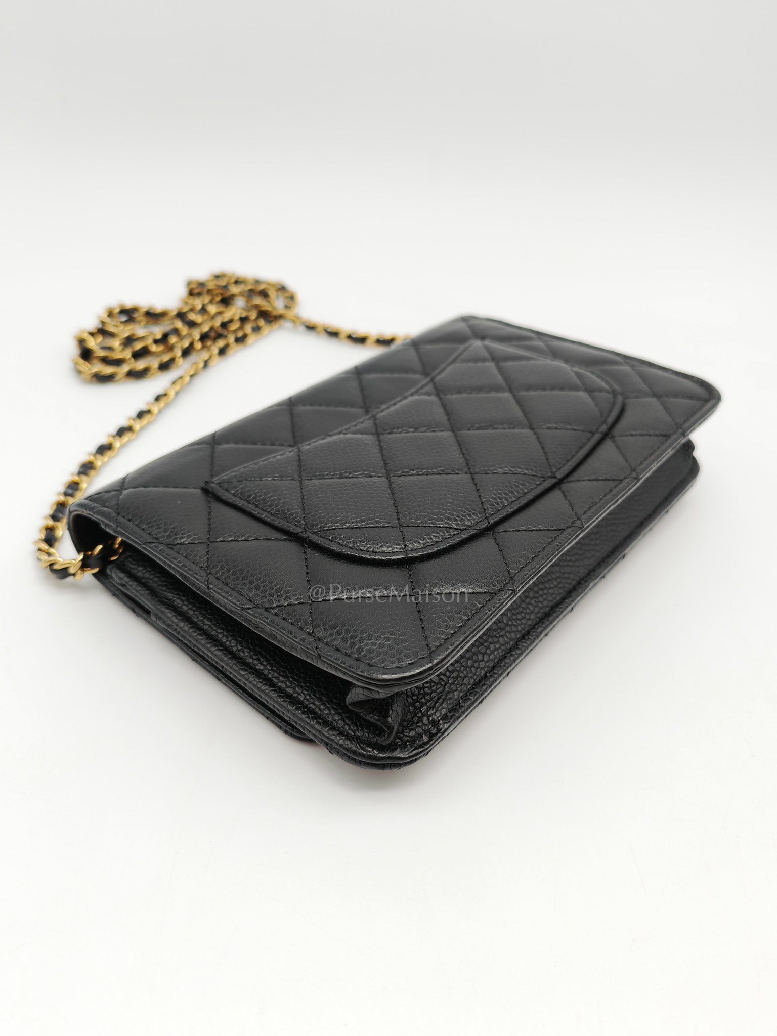 Chanel Classic Wallet on Chain in Black Quilted Caviar Leather and Gold Hardware (Microchip) | Purse Maison Luxury Bags Shop