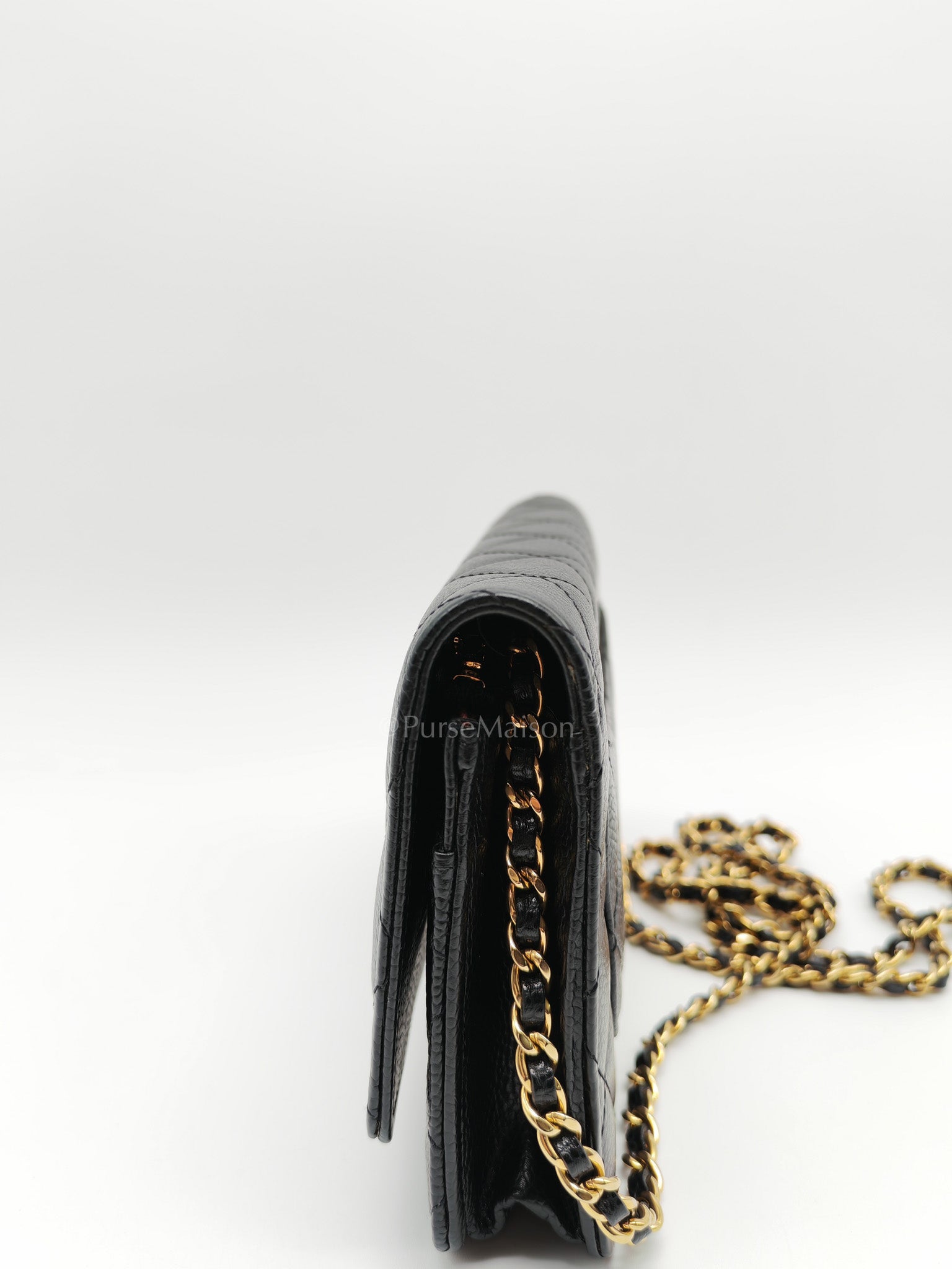Chanel Classic Wallet on Chain in Black Quilted Caviar Leather and Gold Hardware (Microchip) | Purse Maison Luxury Bags Shop