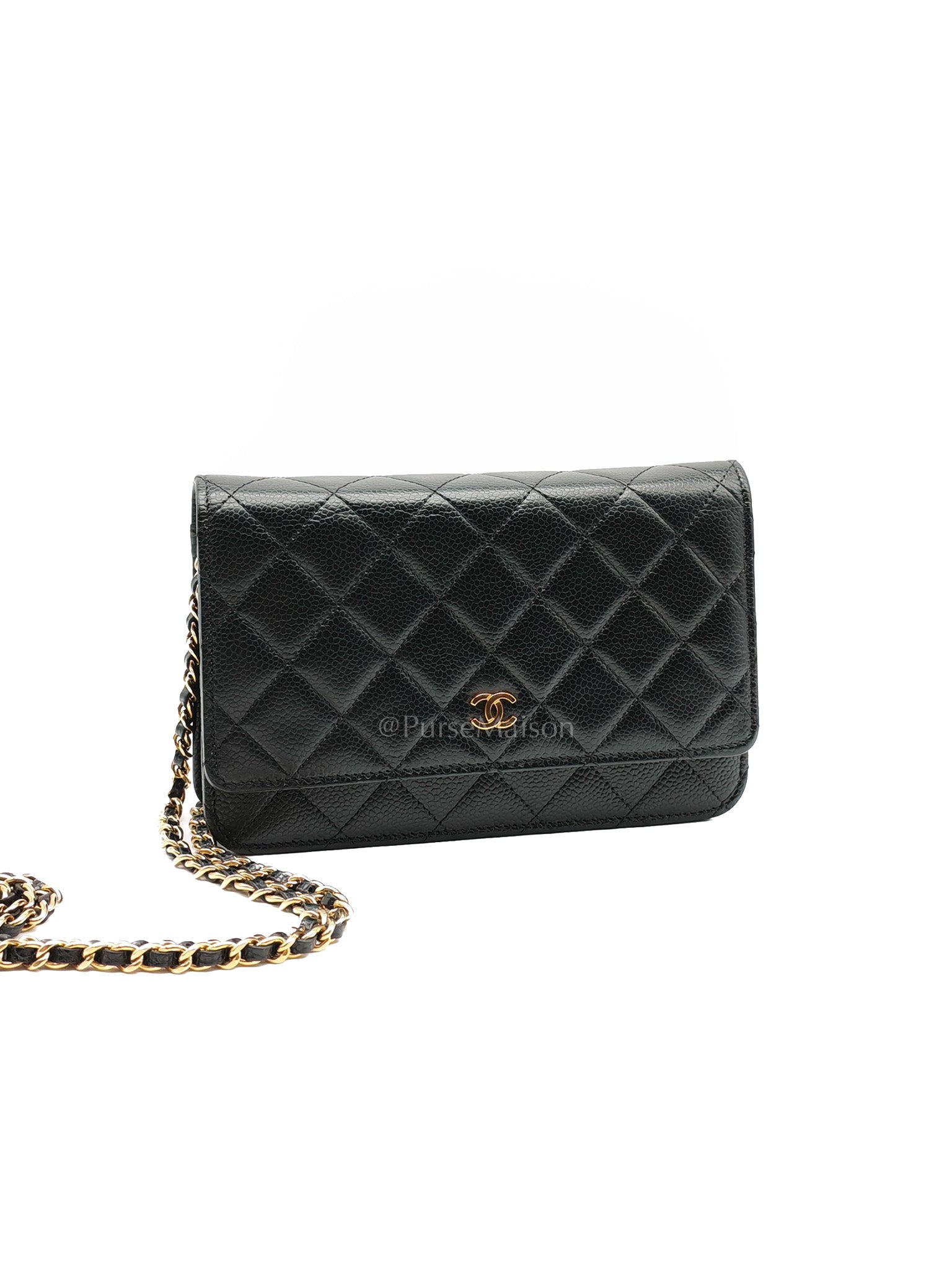 Chanel Classic Wallet on Chain in Black Quilted Caviar Leather and Gold Hardware (Microchip) | Purse Maison Luxury Bags Shop