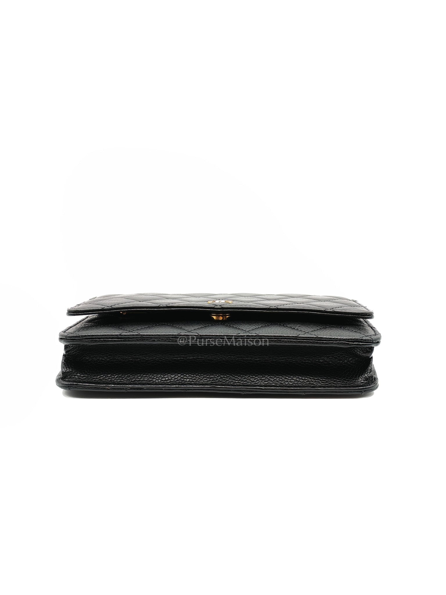 Chanel Classic Wallet on Chain in Black Quilted Caviar Leather and Gold Hardware (Microchip) | Purse Maison Luxury Bags Shop