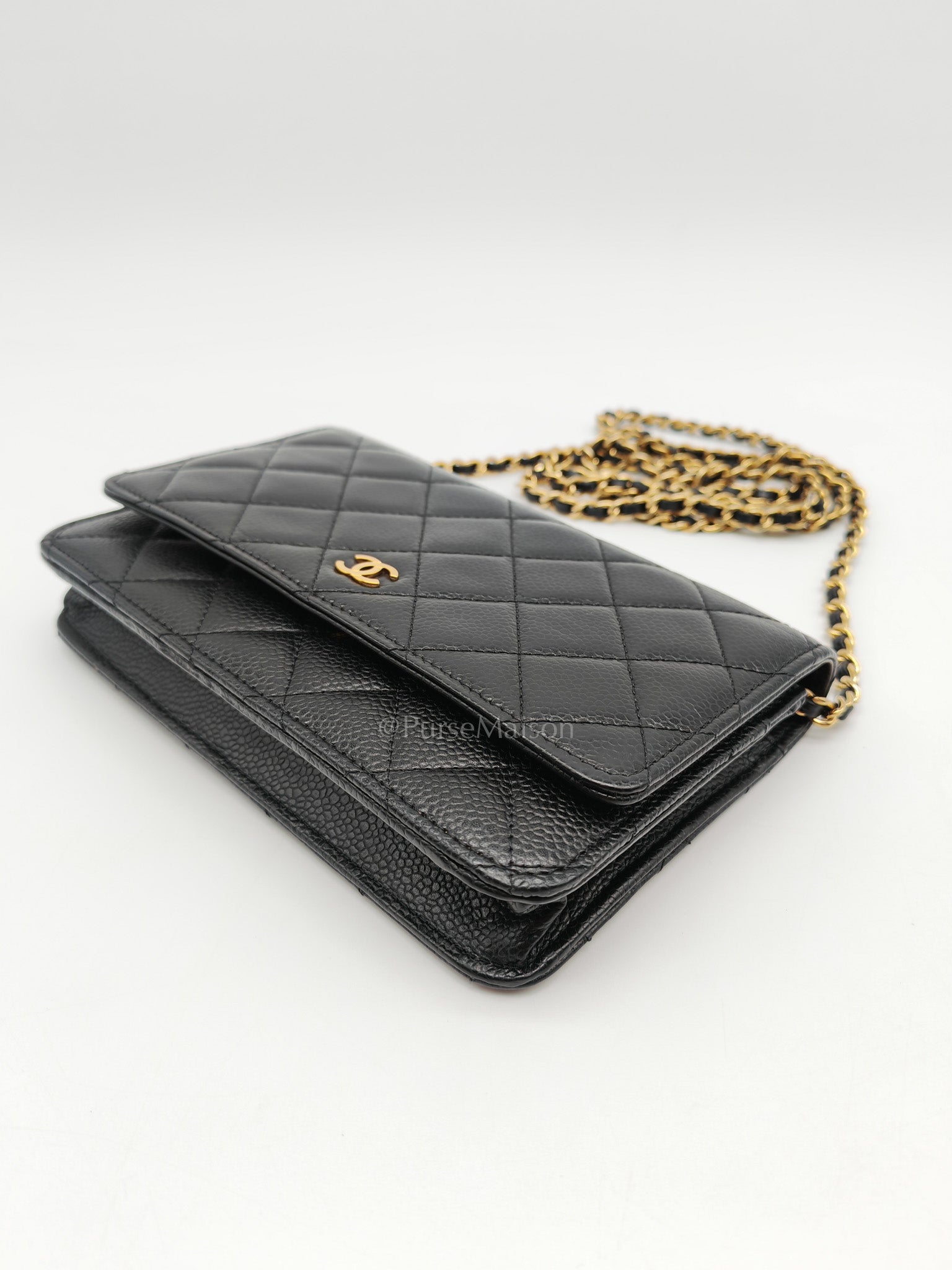 Chanel Classic Wallet on Chain in Black Quilted Caviar Leather and Gold Hardware (Microchip) | Purse Maison Luxury Bags Shop