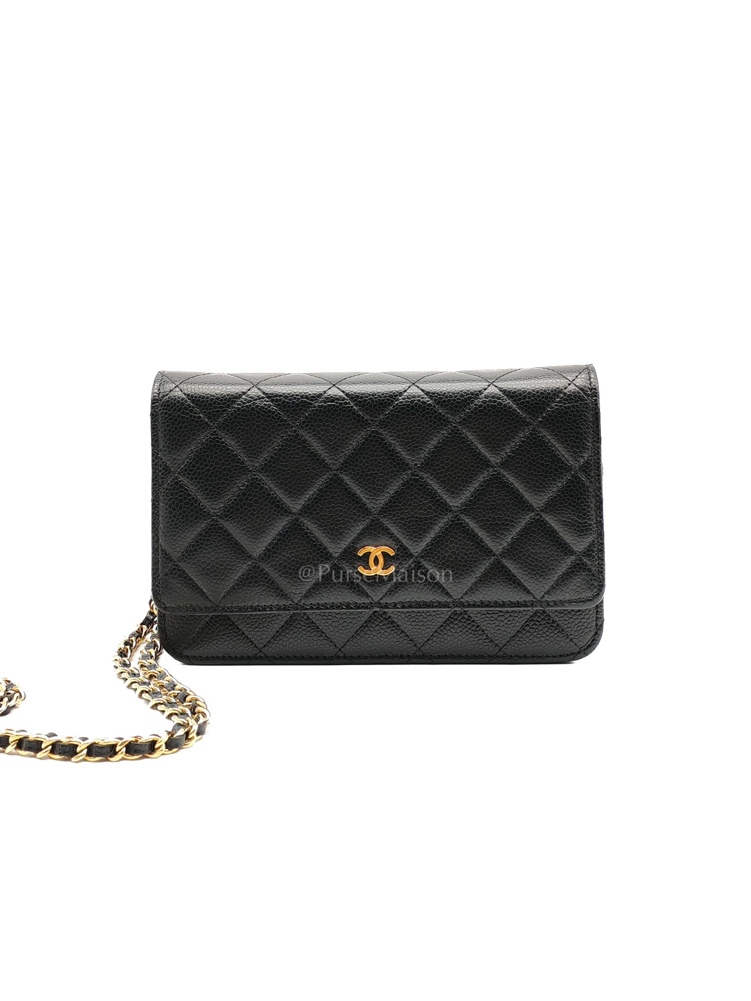 Chanel Classic Wallet on Chain in Black Quilted Caviar Leather and Gold Hardware (Microchip) | Purse Maison Luxury Bags Shop