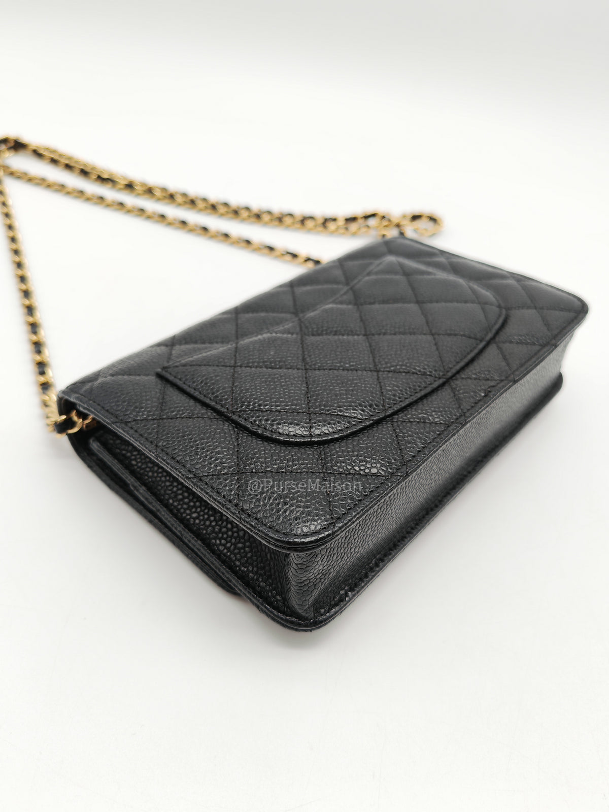 Chanel Classic Wallet on Chain in Black Quilted Caviar Leather and Gold Hardware Series 28 | Purse Maison Luxury Bags Shop