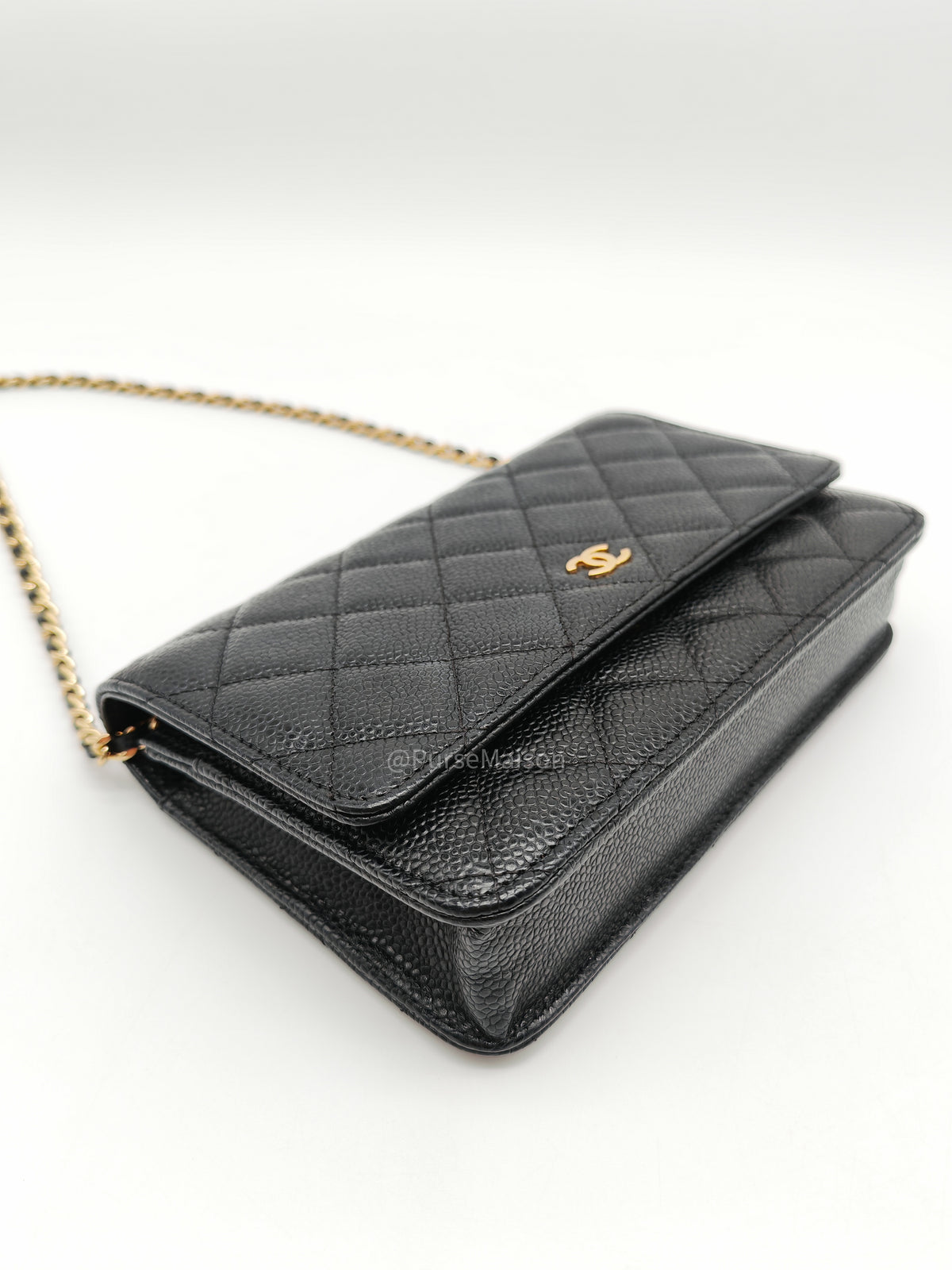 Chanel Classic Wallet on Chain in Black Quilted Caviar Leather and Gold Hardware Series 28 | Purse Maison Luxury Bags Shop
