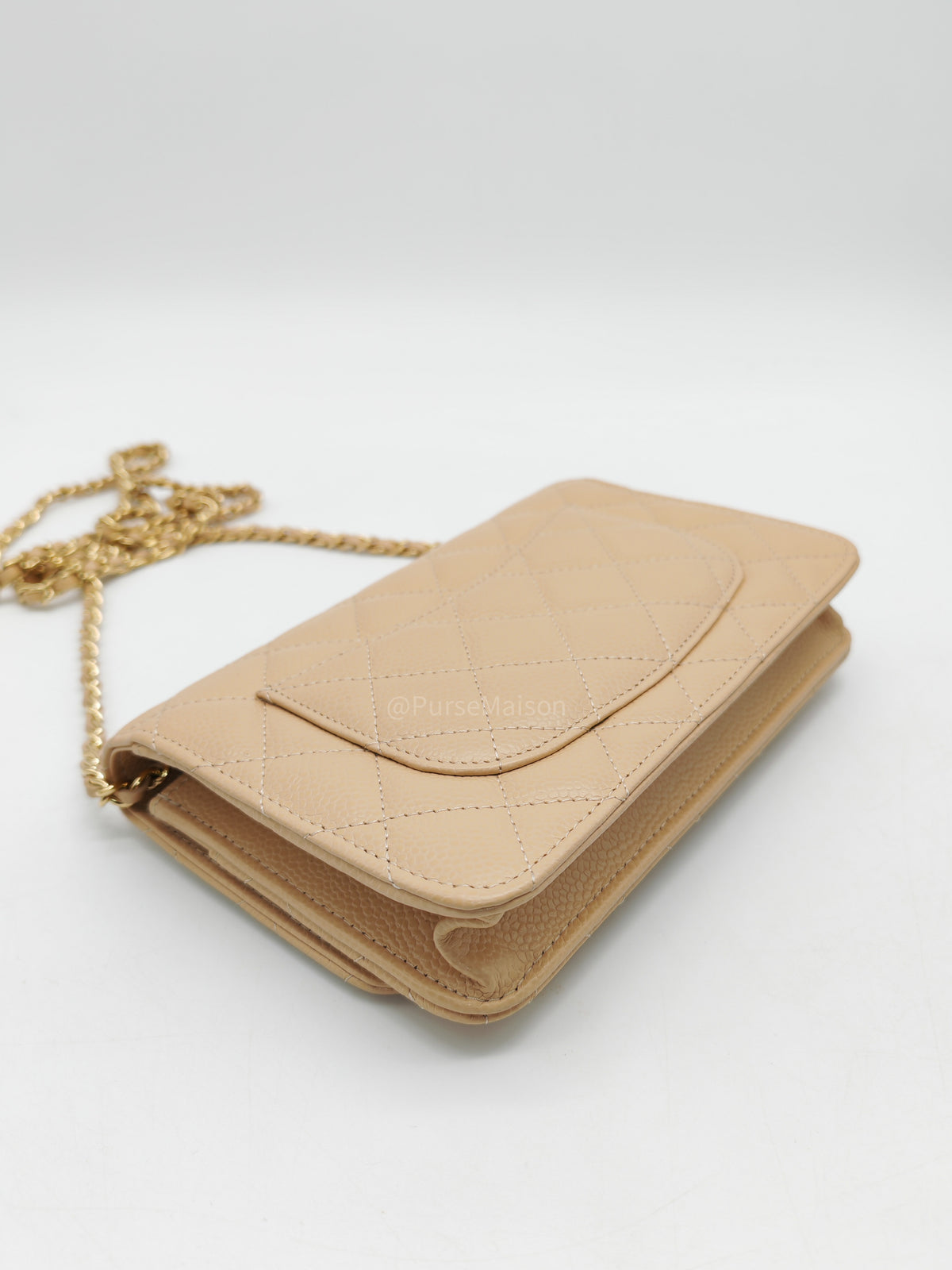 Chanel Classic Wallet On Chain (WOC) in Beige Clair Caviar Leather and Gold Hardware Microchip) | Purse Maison Luxury Bags Shop