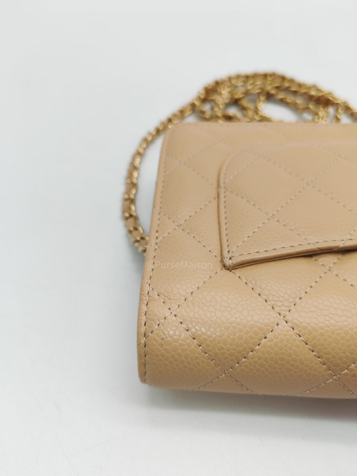 Chanel Classic Wallet On Chain (WOC) in Beige Clair Caviar Leather and Gold Hardware Microchip) | Purse Maison Luxury Bags Shop