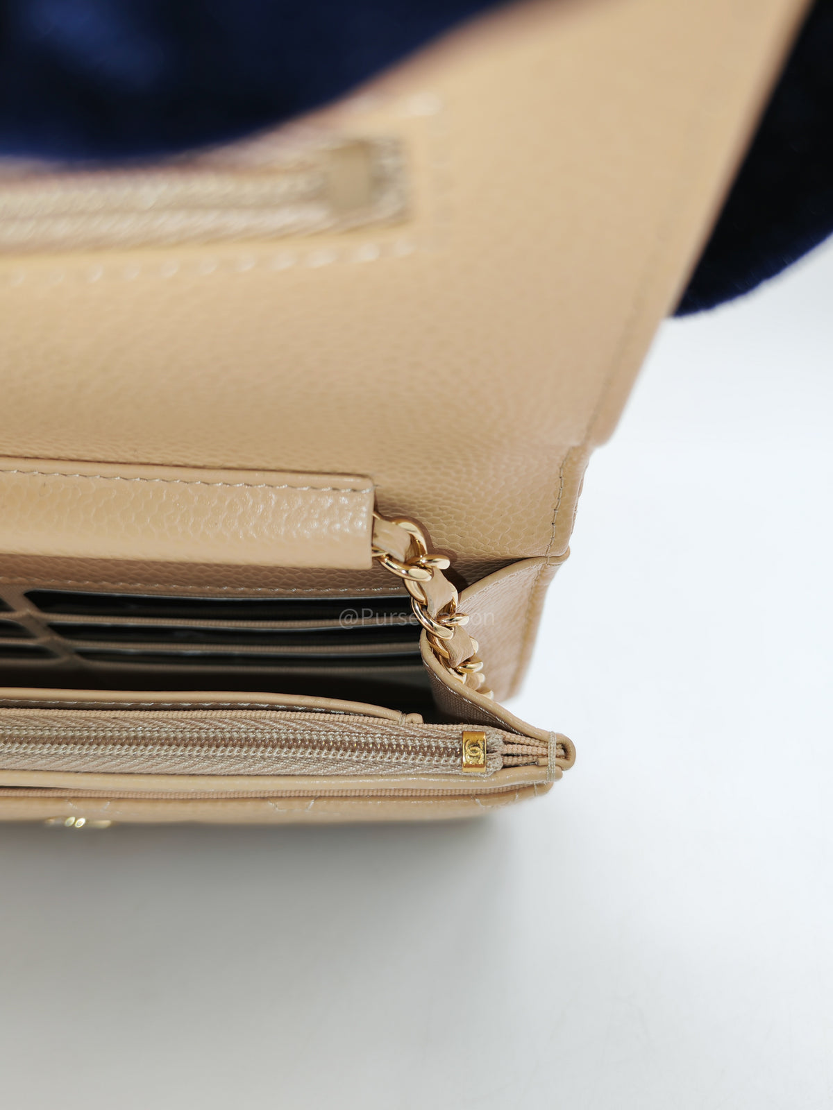 Chanel Classic Wallet On Chain (WOC) in Beige Clair Caviar Leather and Gold Hardware Microchip) | Purse Maison Luxury Bags Shop