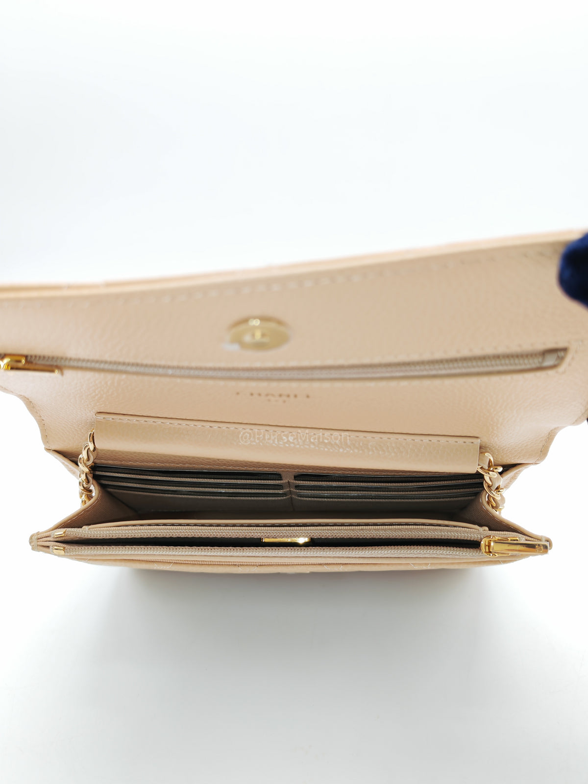 Chanel Classic Wallet On Chain (WOC) in Beige Clair Caviar Leather and Gold Hardware Microchip) | Purse Maison Luxury Bags Shop
