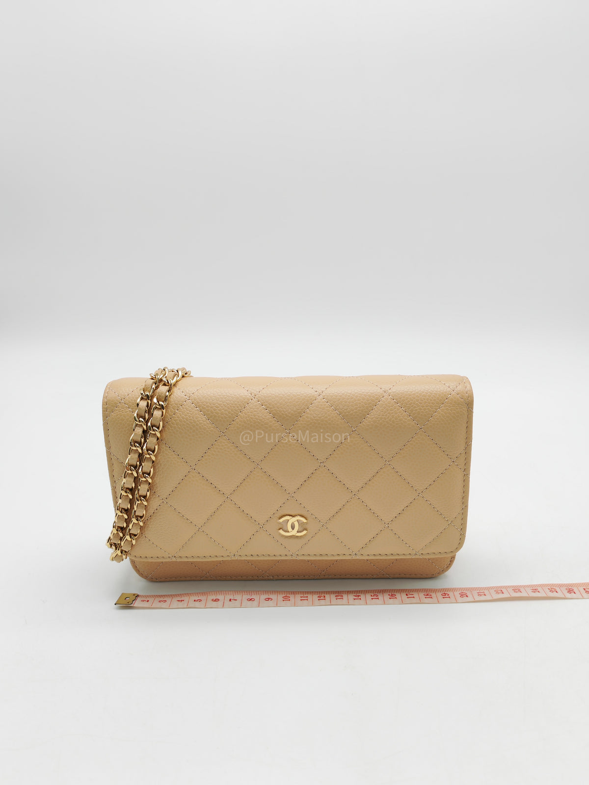 Chanel Classic Wallet On Chain (WOC) in Beige Clair Caviar Leather and Gold Hardware Microchip) | Purse Maison Luxury Bags Shop