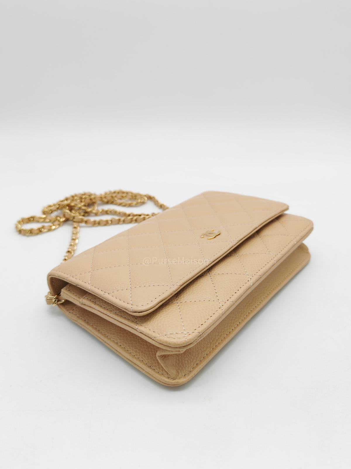 Chanel Classic Wallet On Chain (WOC) in Beige Clair Caviar Leather and Gold Hardware Microchip) | Purse Maison Luxury Bags Shop
