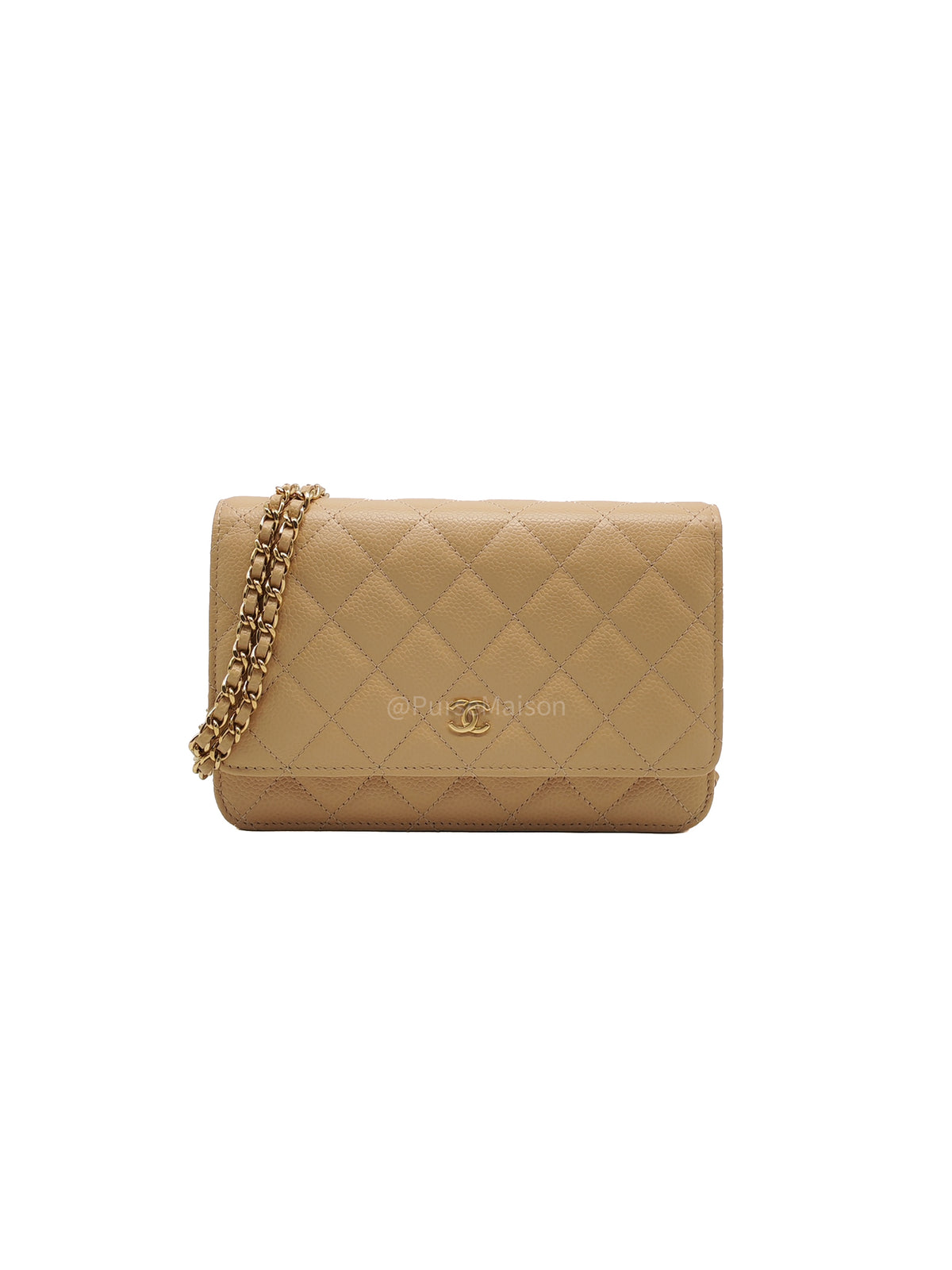 Chanel Classic Wallet On Chain (WOC) in Beige Clair Caviar Leather and Gold Hardware Microchip) | Purse Maison Luxury Bags Shop