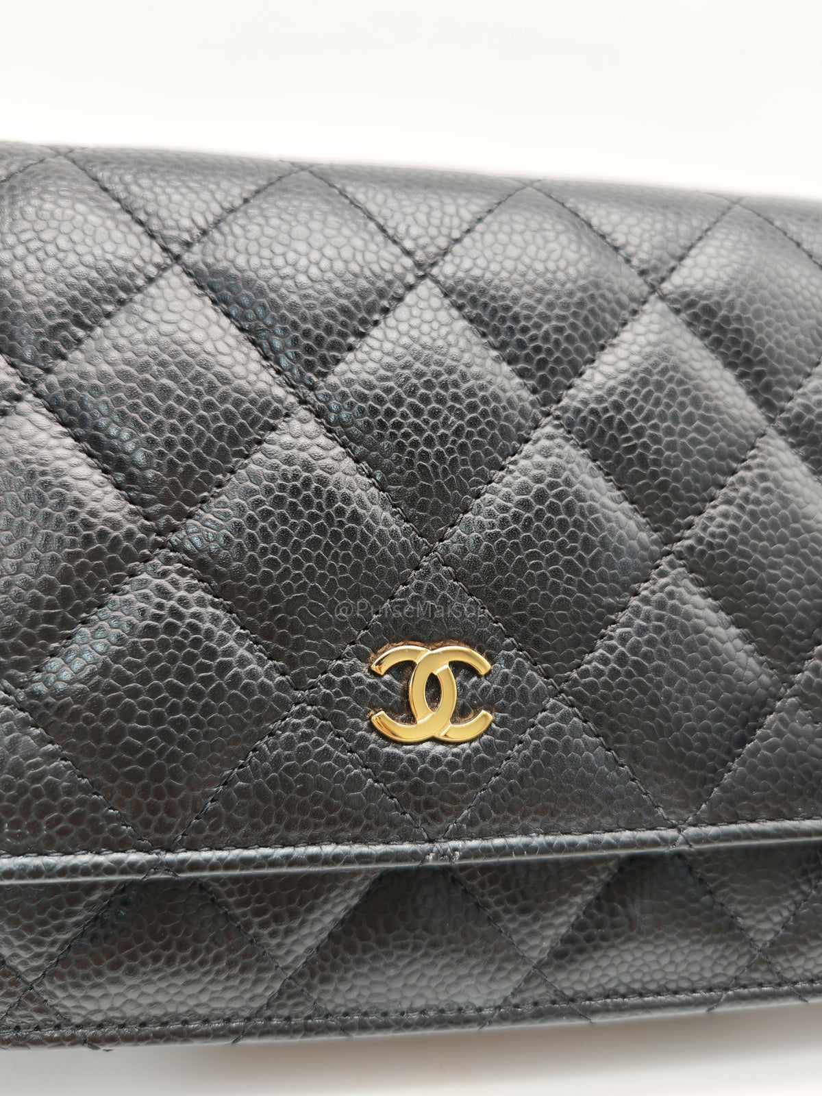 Chanel Classic Wallet On Chain (WOC) in Black Caviar Leather and Gold Hardware Microchip (P3****N8) | Purse Maison Luxury Bags Shop