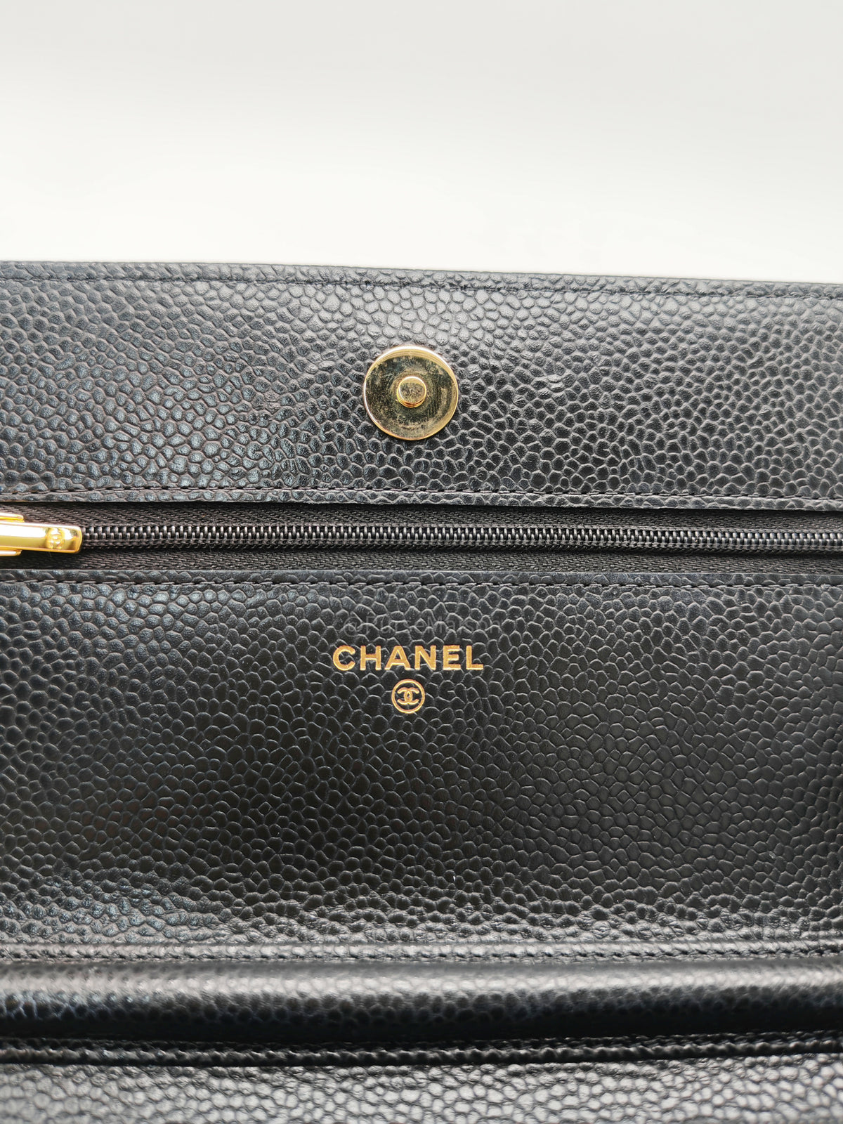 Chanel Classic Wallet On Chain (WOC) in Black Caviar Leather and Gold Hardware Microchip (P3****N8) | Purse Maison Luxury Bags Shop