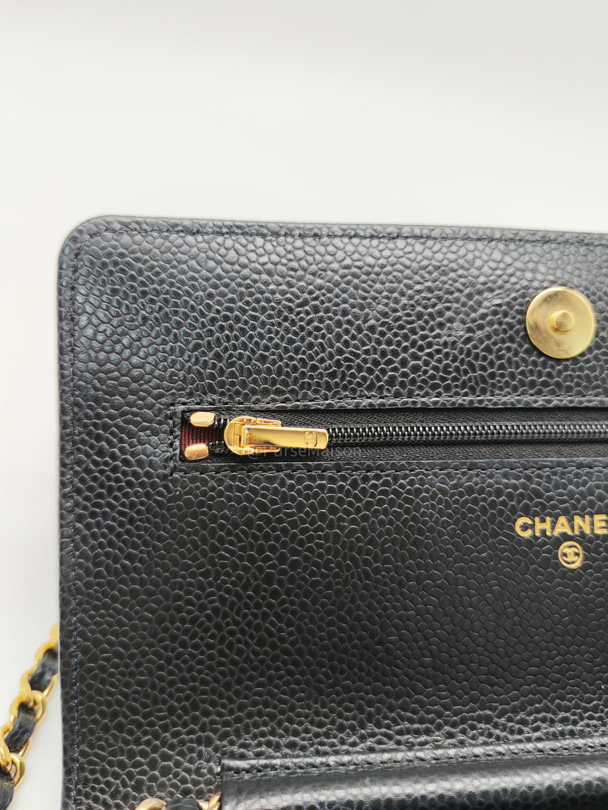 Chanel Classic Wallet On Chain (WOC) in Black Caviar Leather and Gold Hardware Microchip (P3****N8) | Purse Maison Luxury Bags Shop