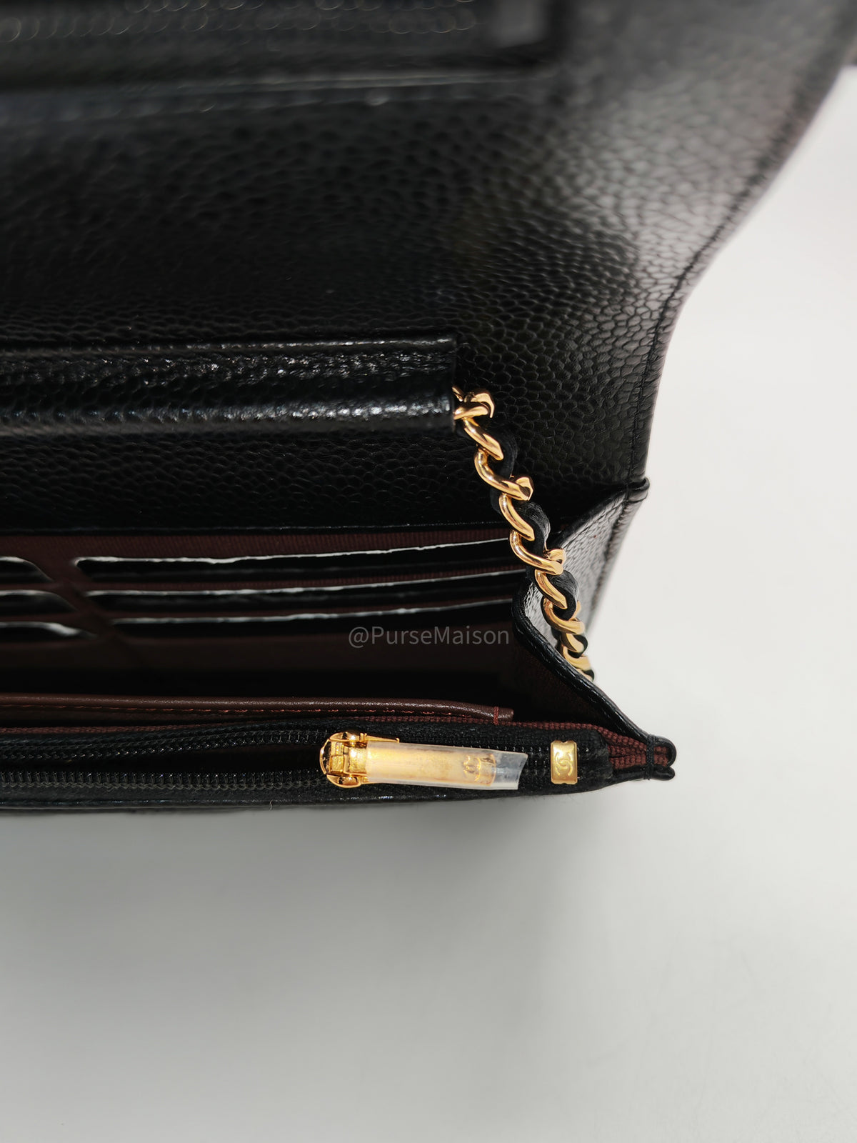 Chanel Classic Wallet On Chain (WOC) in Black Caviar Leather and Gold Hardware Microchip (P3****N8) | Purse Maison Luxury Bags Shop