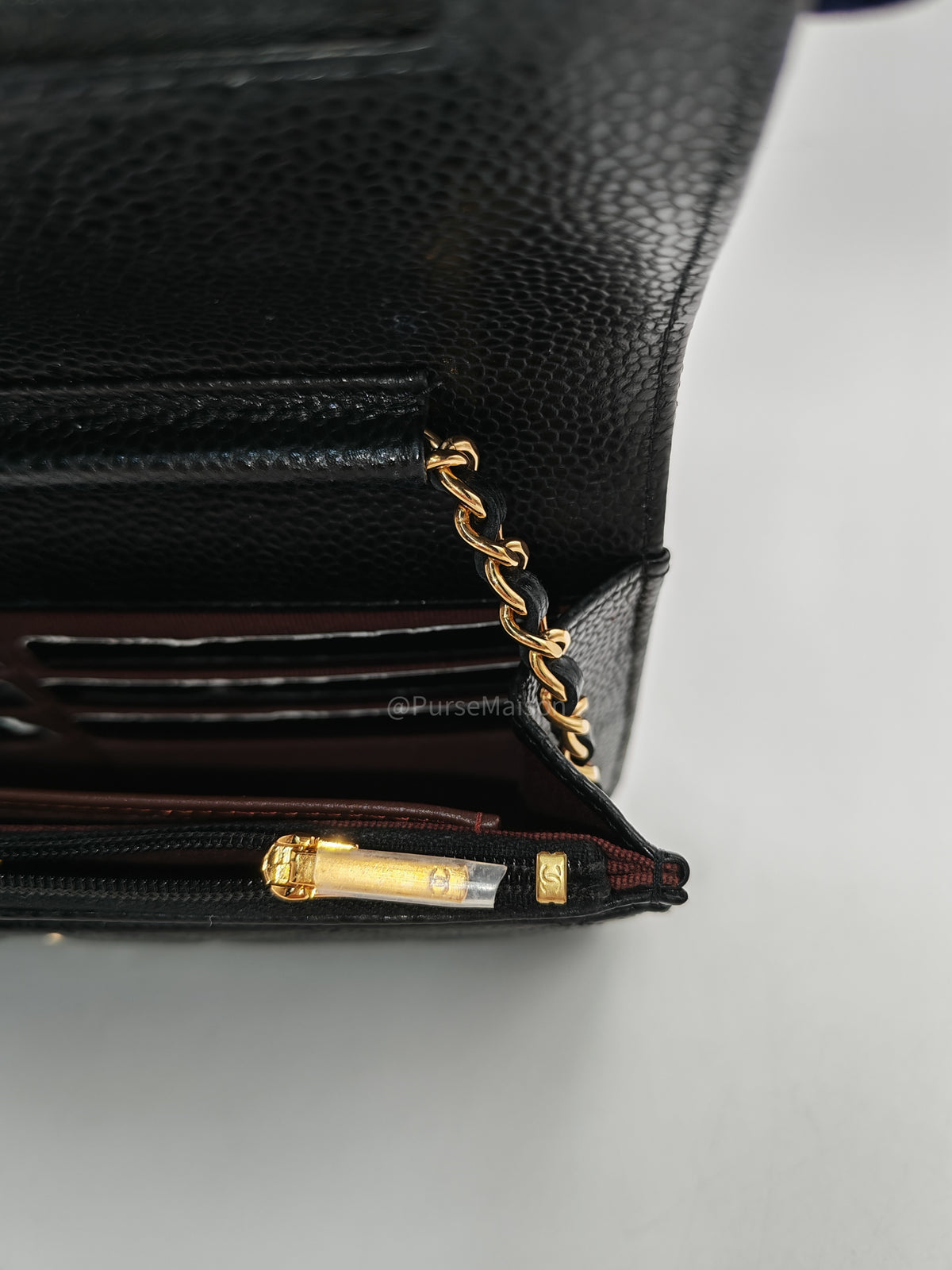Chanel Classic Wallet On Chain (WOC) in Black Caviar Leather and Gold Hardware Microchip (P3****N8) | Purse Maison Luxury Bags Shop