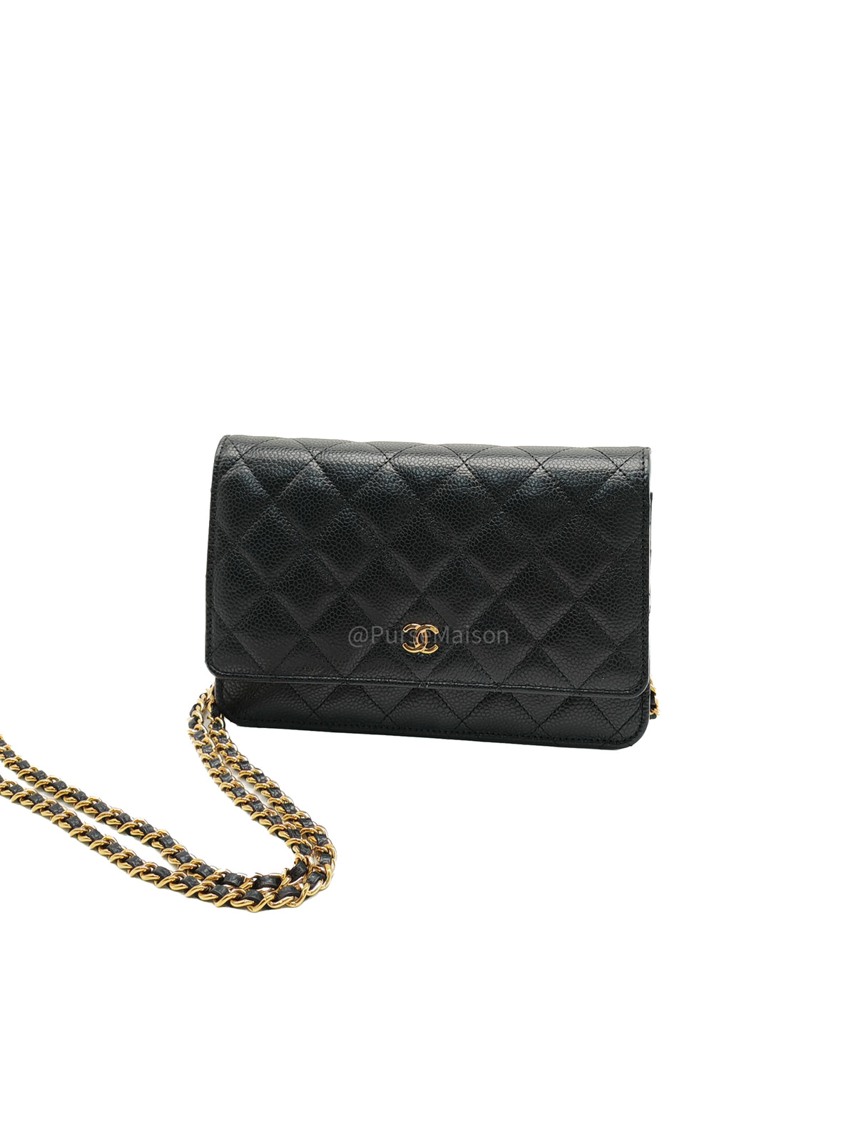 Chanel Classic Wallet On Chain (WOC) in Black Caviar Leather and Gold Hardware Microchip (P3****N8) | Purse Maison Luxury Bags Shop